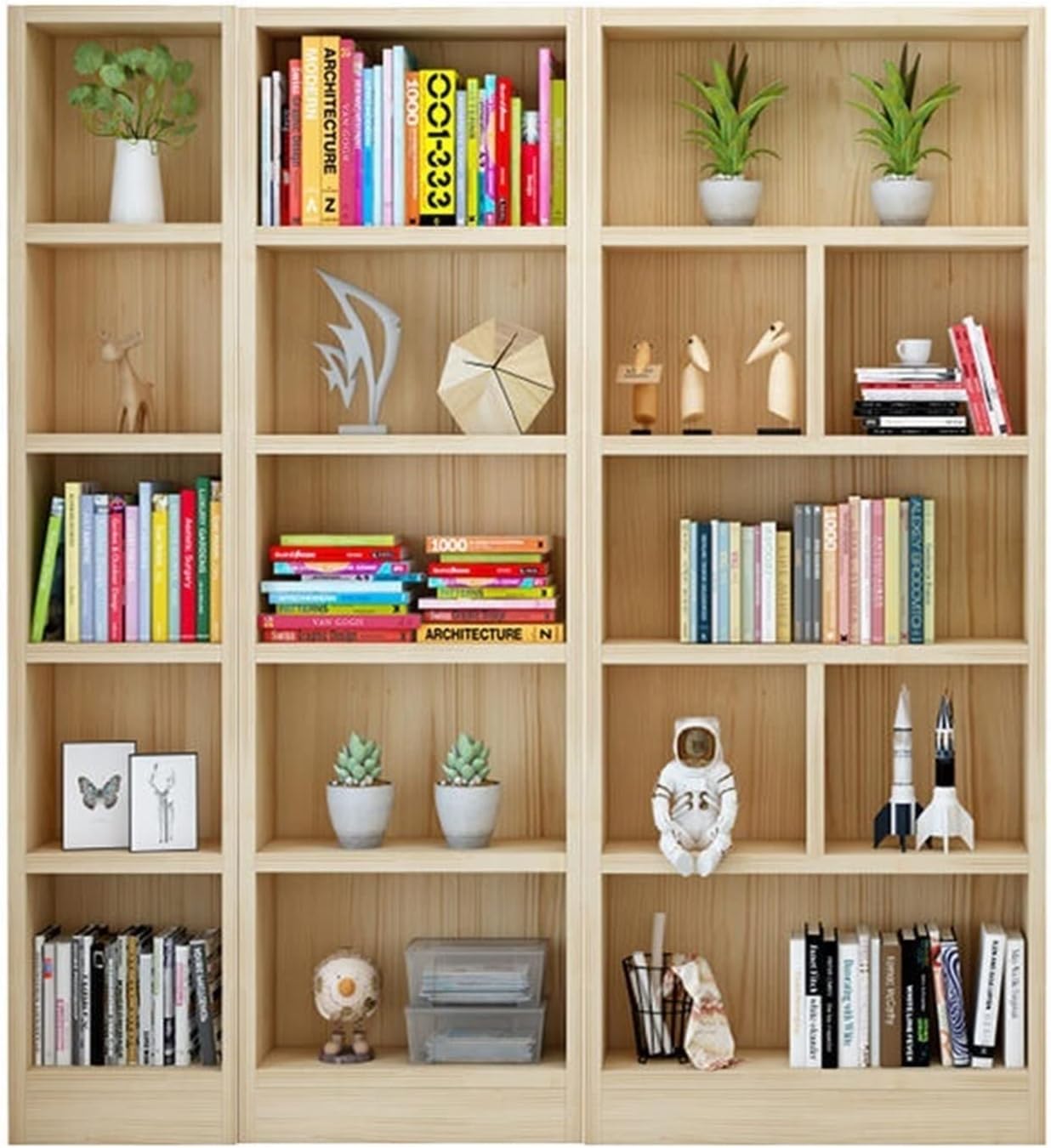 All Solid Wood Bookshelf, Pine Floor Shelf, Children's Bookcase Locker Corner Storage Cabinet (Color : 180x24x24cm Semicircle Bookshelf) (180x180x24cm (ABC))