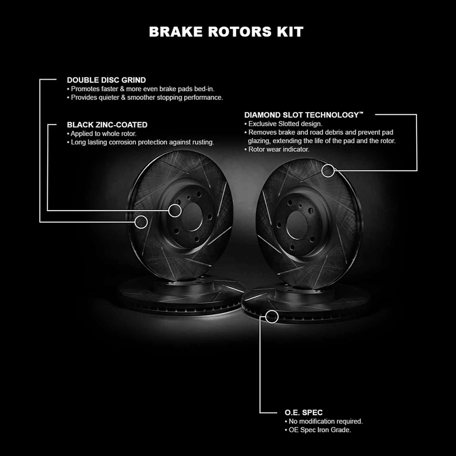 R1 Concepts Front and Rear Brake Rotors For 2016-2020 Lexus GS, 2015-2022 Lexus RC F| Slotted Disc Brake Rotors| Brakes and Rotors Brakes and Rotors