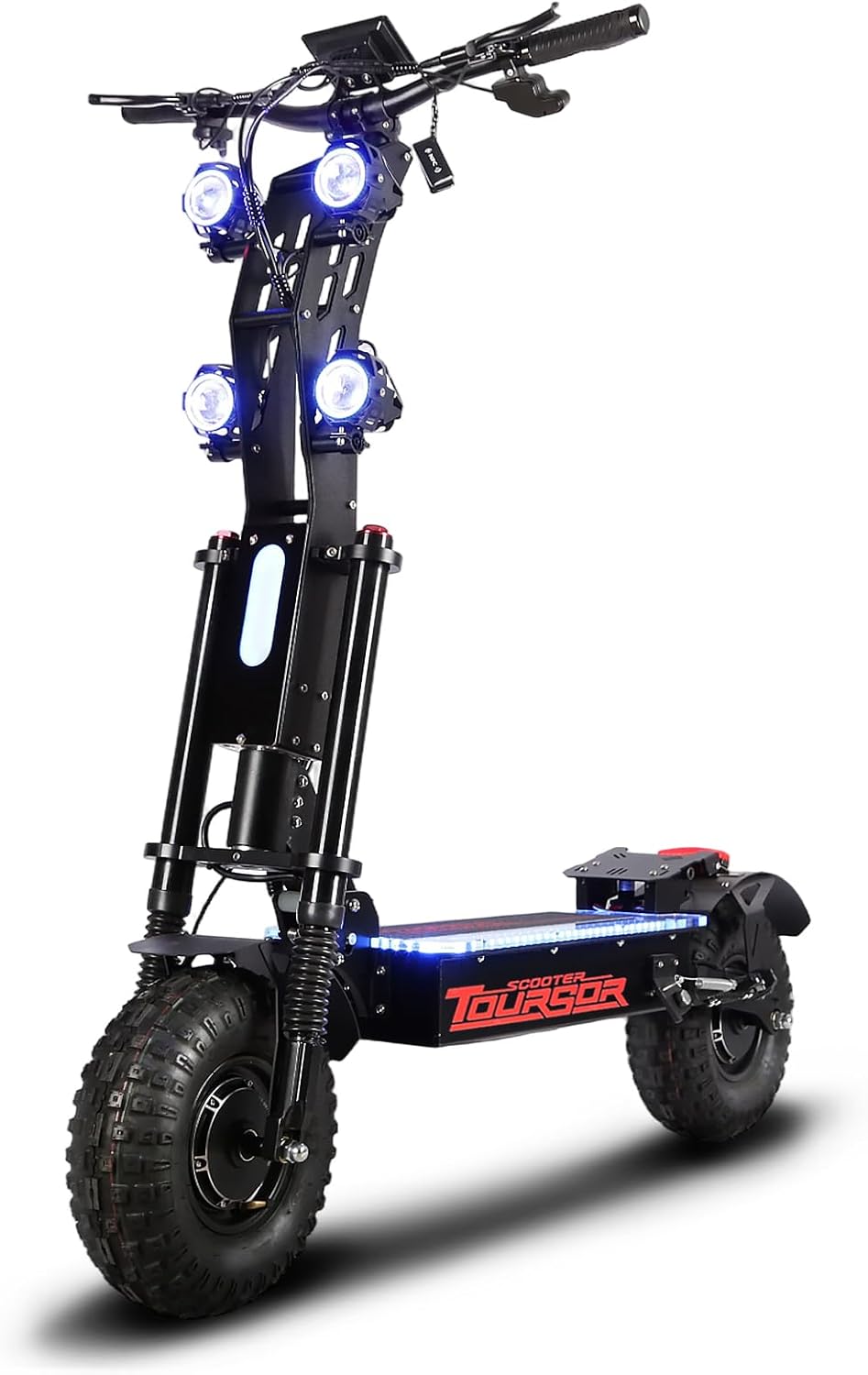 Electric Scooter for Adults, X14-72V Foldable Scooter with Seat, 10KW Motor, 40AH Battery Capacity, 65 Mph Max Speed, 75 Mile Max Range, Dual Charging Port, LCD Instrument, 14'' Off-Road Tires
