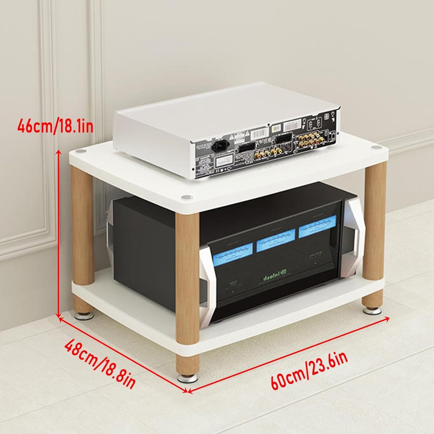 OVOGGPAN AV Media Cabinet Stand Open Storage Audio Rack audio-video shelving Stereo Component Storage Cabinet for Living Room/Bedroom/Farmhouse Standing(Red Walnut