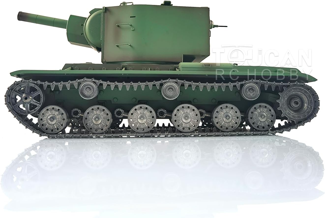 US in Stock, Henglong 1/16 7.0 Customized Soviet KV-2 Gigant RTR RC Tank 3949 Smoking Unit Metal Tracks Smoking Unit 360 Degree Turret Rotation Hobby Grade Model BB Shooting Airsoft Shoot