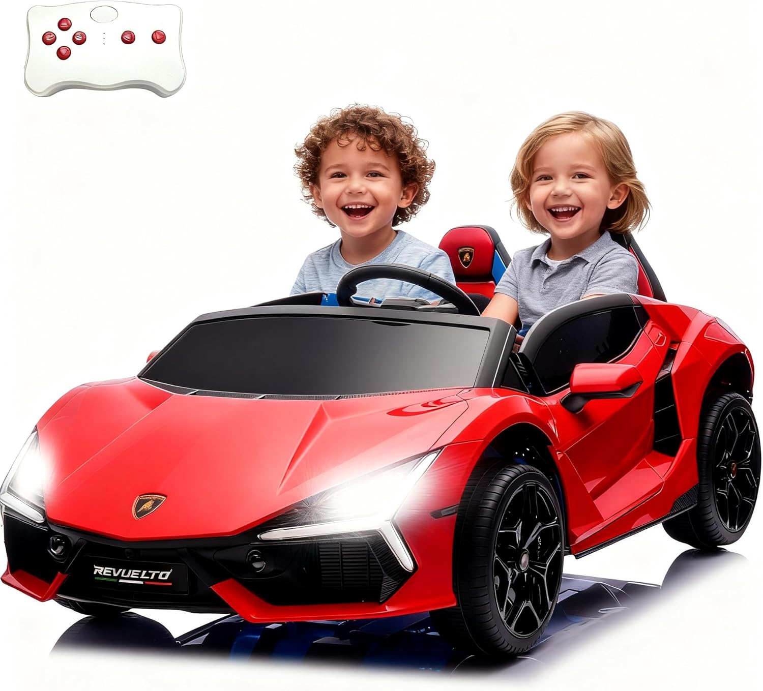 FINITO XXL 24V Kids Ride on Car, Licensed Lamborghini,4WD Electric Car for Boys and Girls with Parents Remote Control, Music, Bright Lights, MP3, Electric Vehicle for Kids Ages 3-8 Years (Red)