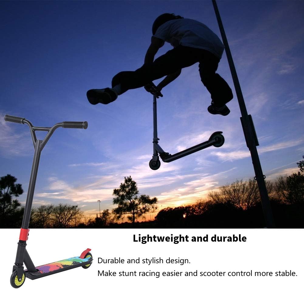 Portable Stunt Scooter, Adult Scooter Set with Aluminum y Wheels, Black for Commuting and Ad, Aviation Aluminum