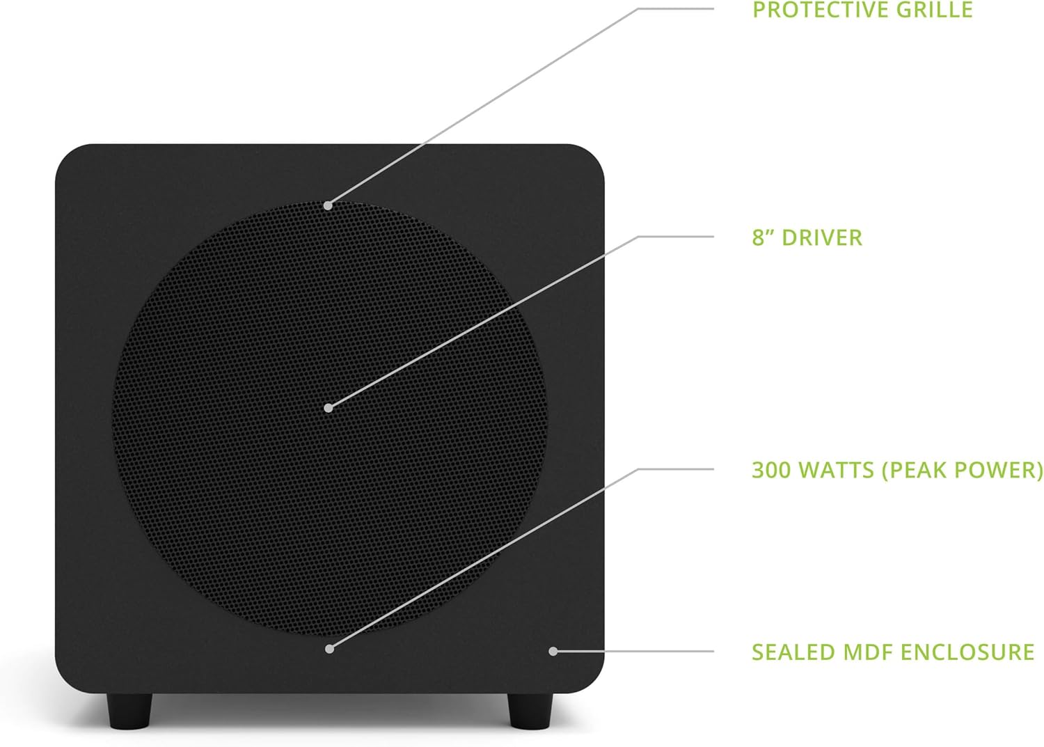 Kanto SUB8VMB Sealed Powered Subwoofer | 300W Peak Power | 8