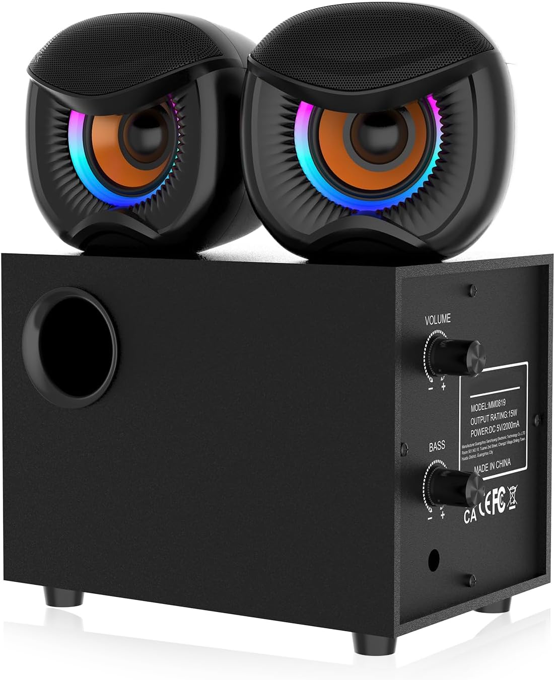 2.1 Channel Gaming Speaker System with RGB Lighting, Black Metal Mesh, Dual Satellite Speakers and Subwoofer, Theater-Grade Sound for PC, TV, Gaming, 2025 Upgraded Model