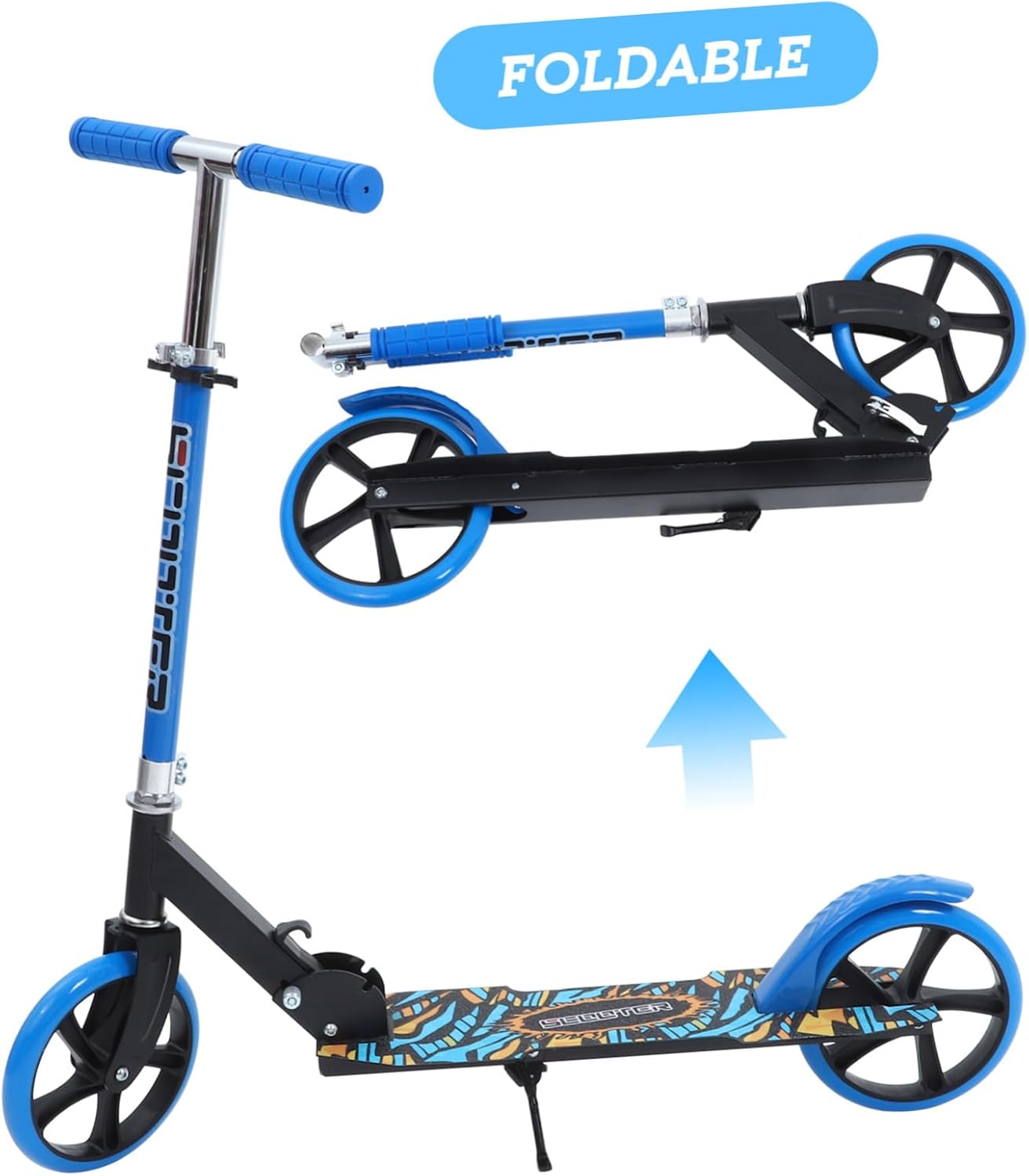 Lightweight Foldable Kick Scooter for and Teens Portable Two- Transport for Outdoor Exercise and School Carry Blue Scooter for Boys