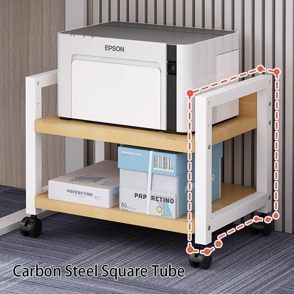 MDYHY 2 Layer HiFi Media Stand Modern Under Desk Audio Rack with Wheels Stylish AV Cabinet nizer for Home Office Stereo Component Shelf (Yellow 40x33x37.2 cm)