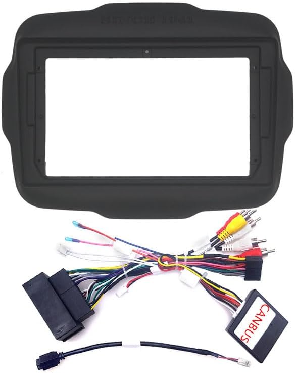 Sound-way - Single DIN Car Radio Frame Installatio 9 Inch Car Radio Frame kit and Cable Harness/Fit For JEEP Renegate 2014-2019 Panel CD DVD Player Audio Frame Dashboard Mount Kit Car Front Side Air