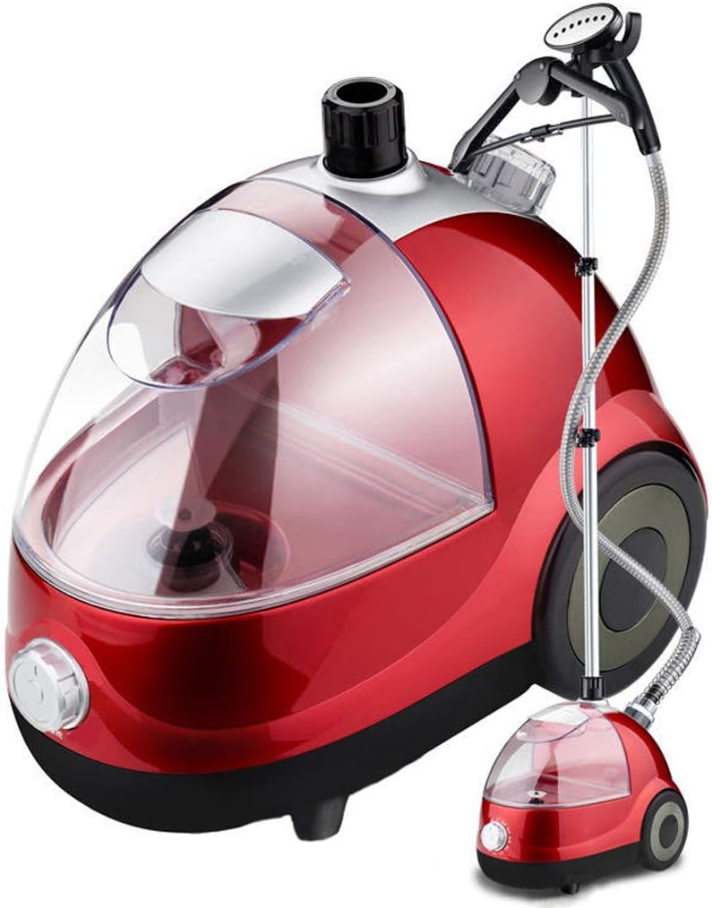 Clothes Steamer Clothes, 2000W Upright Garment Steamer, Standing Heavy Duty Hanging Fabric Vertical/Handheld Steamer Clothes Full Size, 11 Level Steam Adjustment, Suitable all Fabrics,Red (Red)