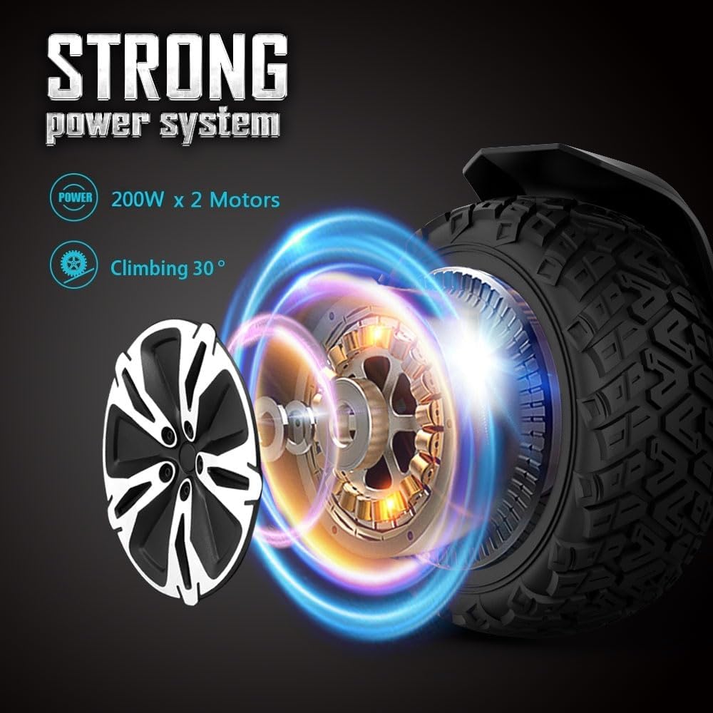 Gyroor Warrior 8.5 inch All Terrain Off Road Scooter with Bluetooth Speakers and LED Lights,Self Balancing Scooter for Kids ages 6-12 and Adults