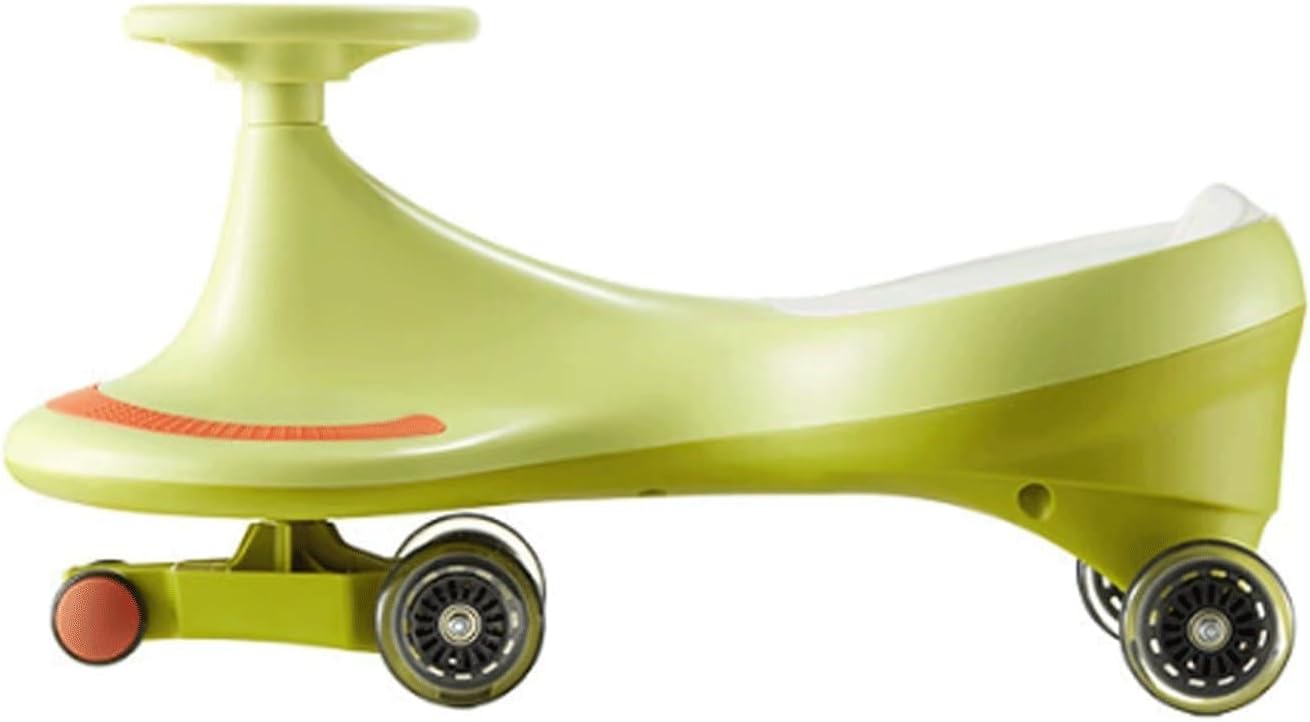 Wiggle Scooter Wiggle Car Wide Seat Pu Silent Wheel Swing Car Swing Ride On Toy Cars Uses for Ages 3 and Up(Green)