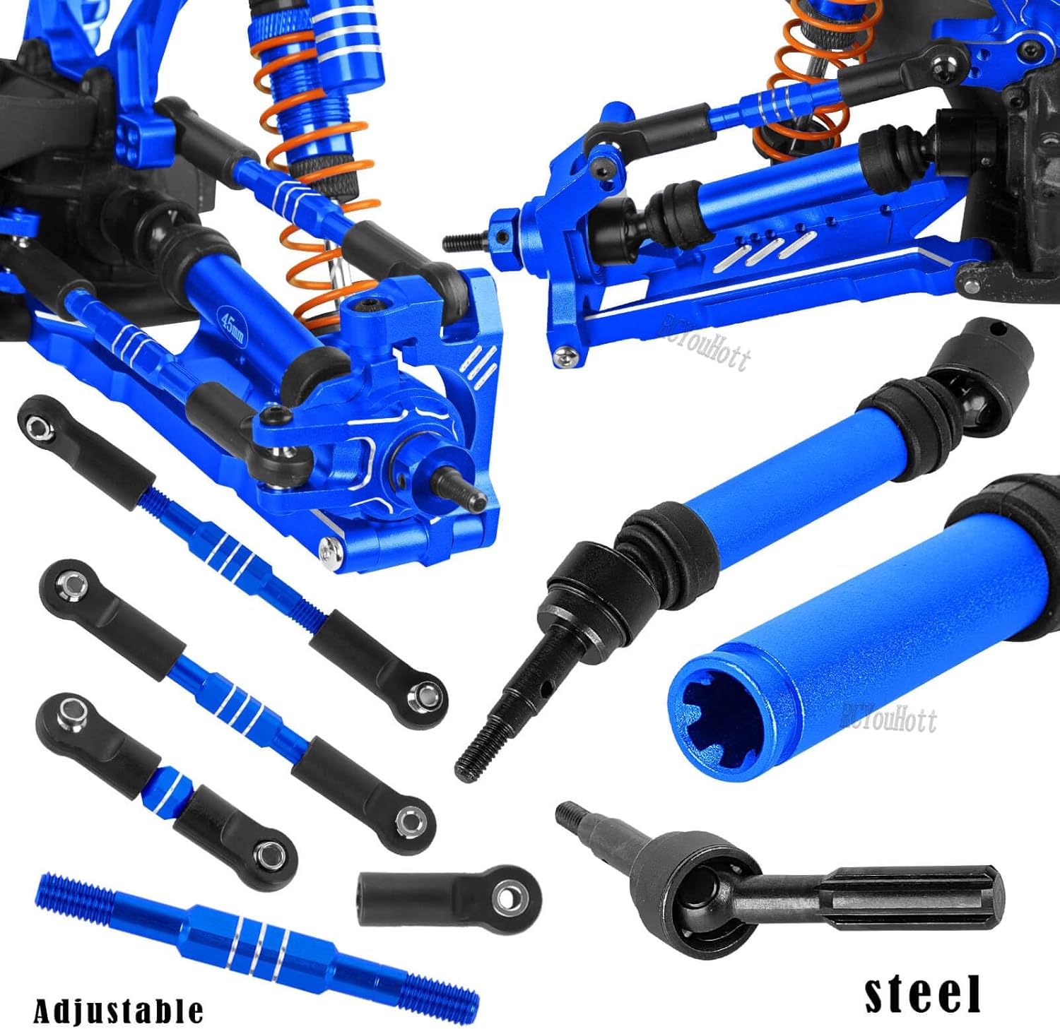 RC Upgrades Part for 1/10 Rustler/Slash/Stampede 4x4 4WD VXL,Arm/Shocks/gearbox/37T Diff Gear/Caster Block,Steering Blocks/Stub Axle Carriers/Drive Shaft/Shock Tower/Links,Navy Blue