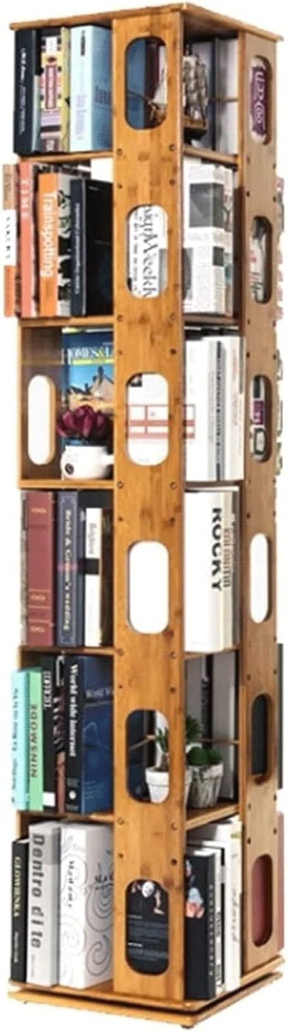 Bookcase 360° Rotating Bookshelf Modern Multi-Tier Bookcase Floor Standing Storage Shelf Storage Function Home Ample Storage Space Stable