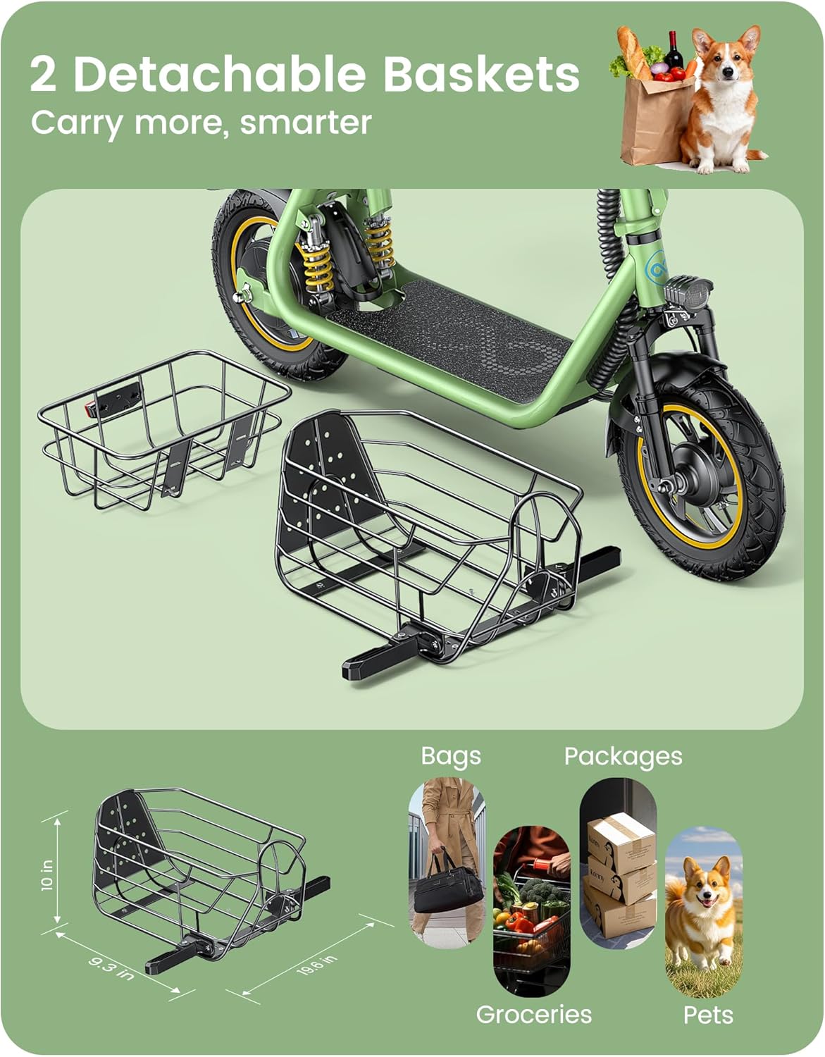 Urbanmax Upgraded Electric Scooter for Adults with Seat C1Pro, 18.6MPH & 25 Miles Range, 12