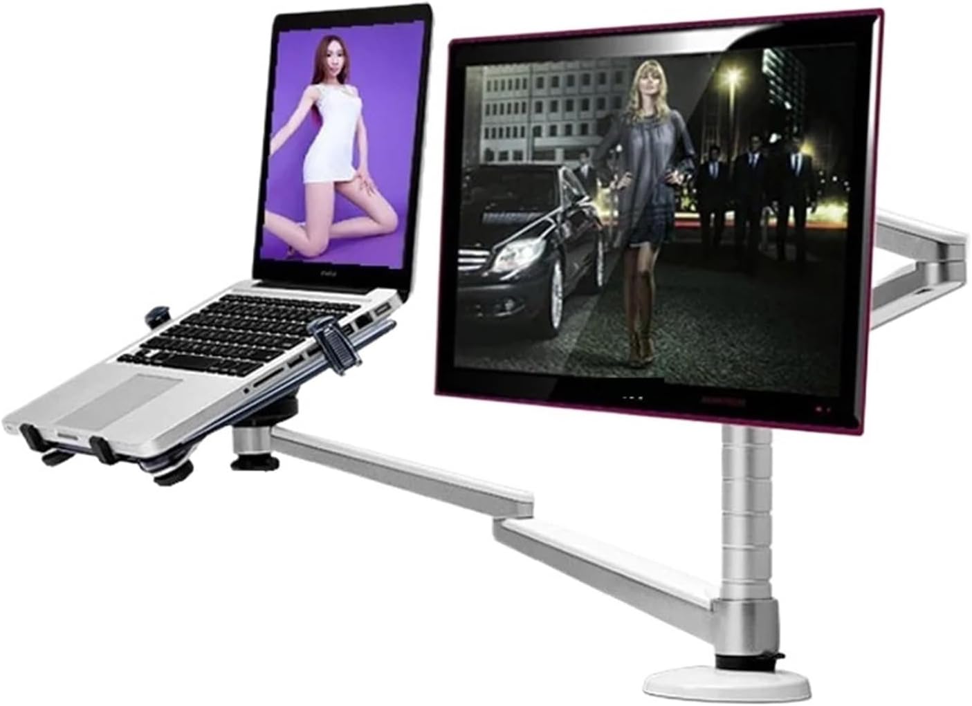 OA-7X Multimedia Desktop Dual-Arm 27-inch LCD Monitor Stand + Laptop Stand Desktop Full-Motion Dual Monitor Stand(With AD600)