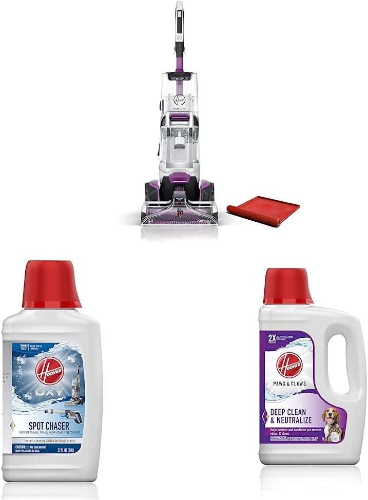 Hoover SmartWash Automatic Carpet Cleaner Spot Chaser Stain Remover Wand & Oxy Spot Chaser Refill for Smartwash Pet & Paws & Claws Deep Cleaning Carpet Shampoo with Stainguard