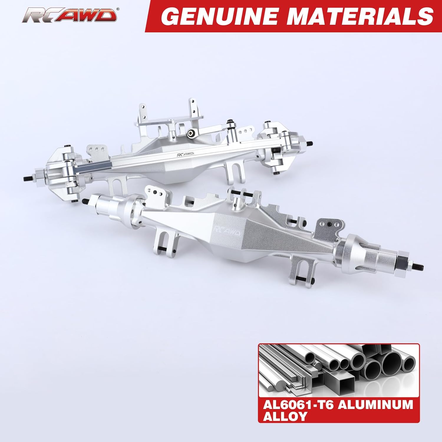 RCAWD 7075 LMT Front & Rear Axle Set, 90% More Durable Housing with 40CrMo Gears & Metal Differential Upgrades Parts for Losi 1/8 Solid Axle #LOS242031#LOS242030