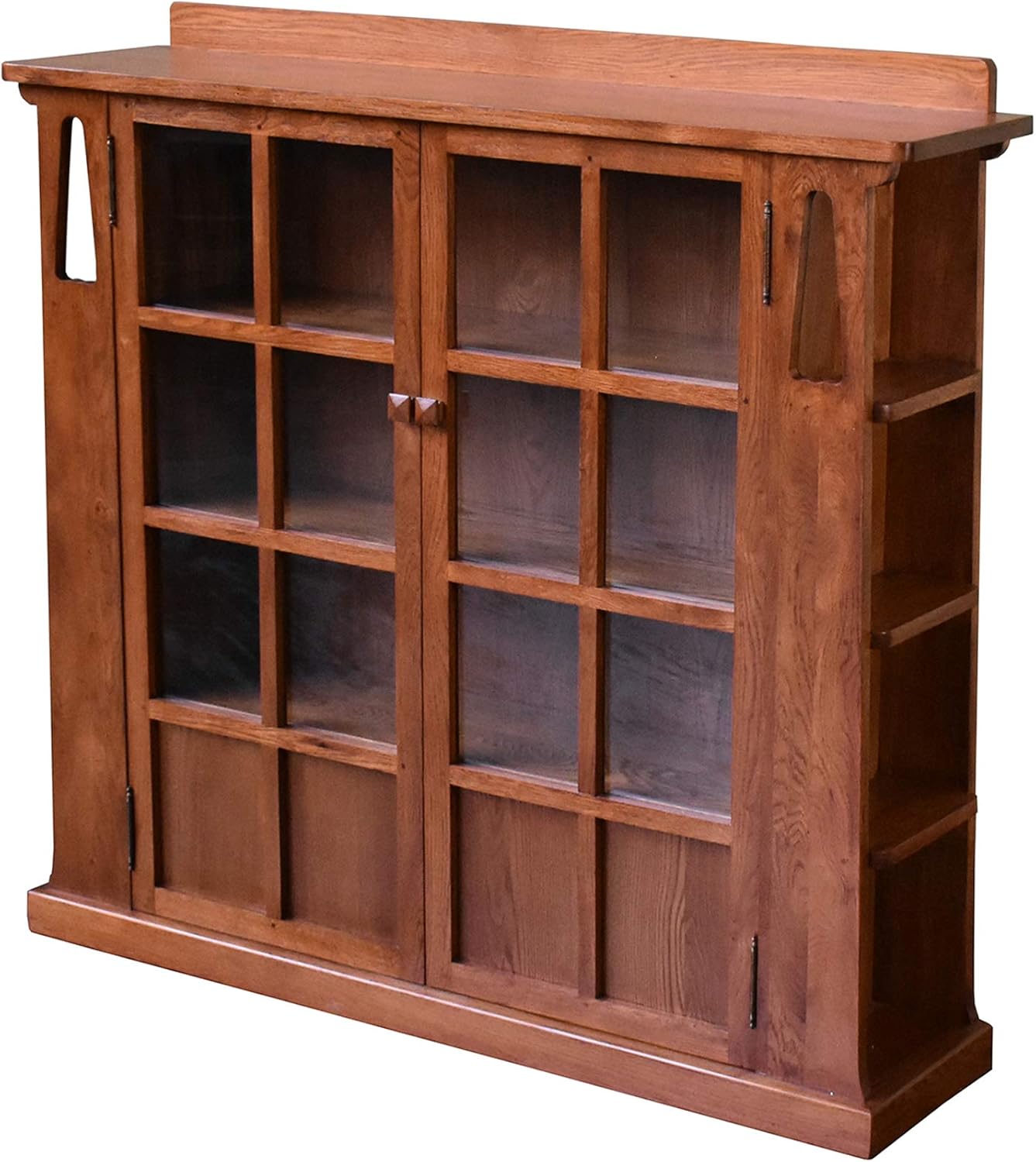 Crafters and Weavers Mission Double Door Bookcase with Side Shelves - Michael's Cherry (MC1)