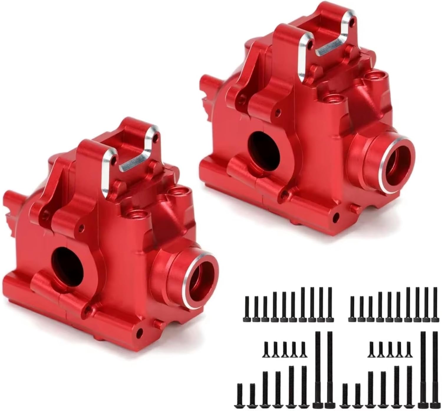 RC Crawler Transmission for Traxxas for Sledge 95076-4 1/8 Aluminum 9529 Front Rear Bulkhead Differential RC 4WD Gearbox Case Off Load Truck Accessories(Red,2Set)