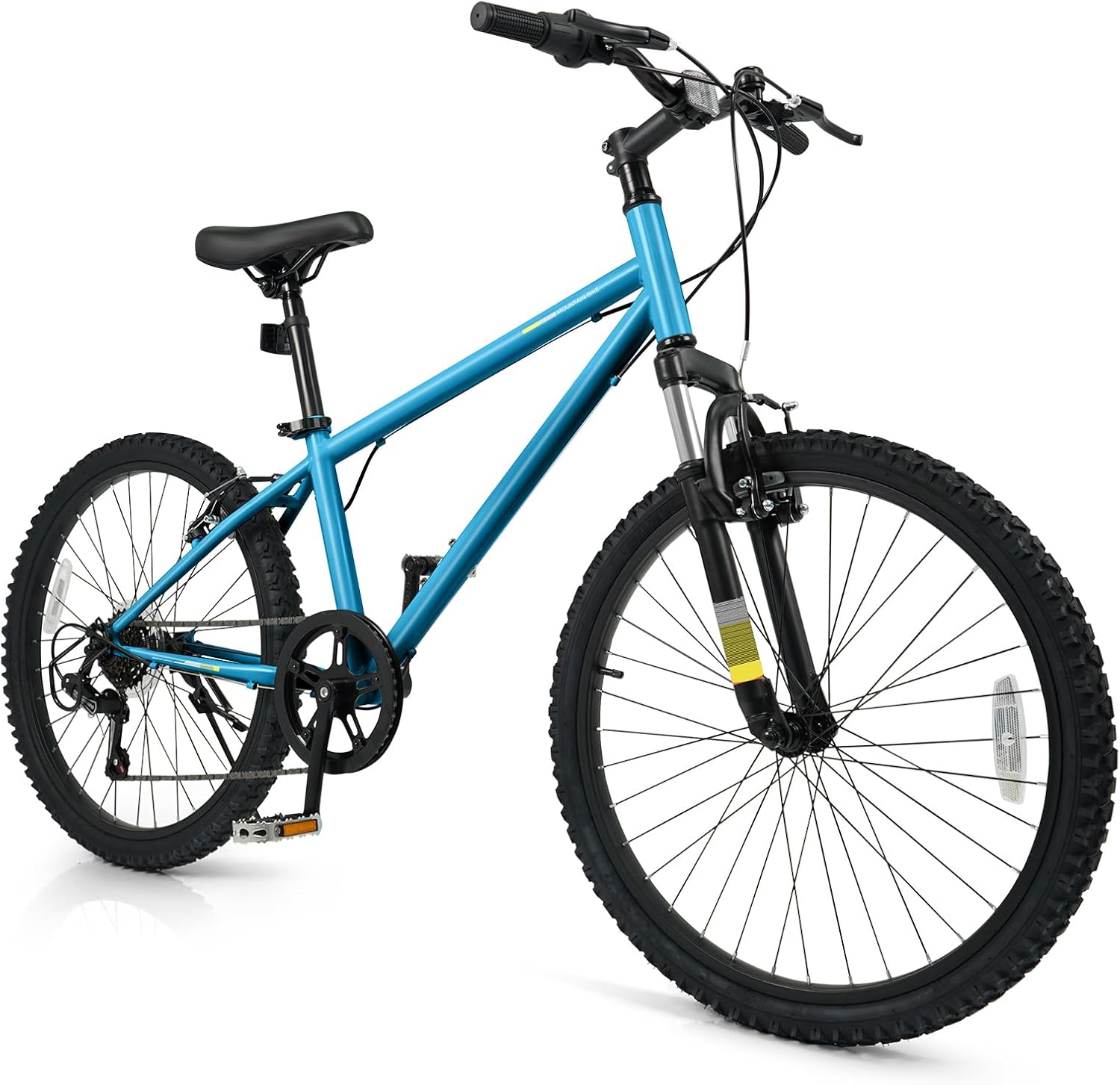 Goplus Mountain Bike, 20/24 Inch Kids Bicycle w/ 6-Speed Drivetrain, Suspension Fork, Dual Brakes, Adjustable Seat, Outdoor Cycling Children City Bike for Boys Girls
