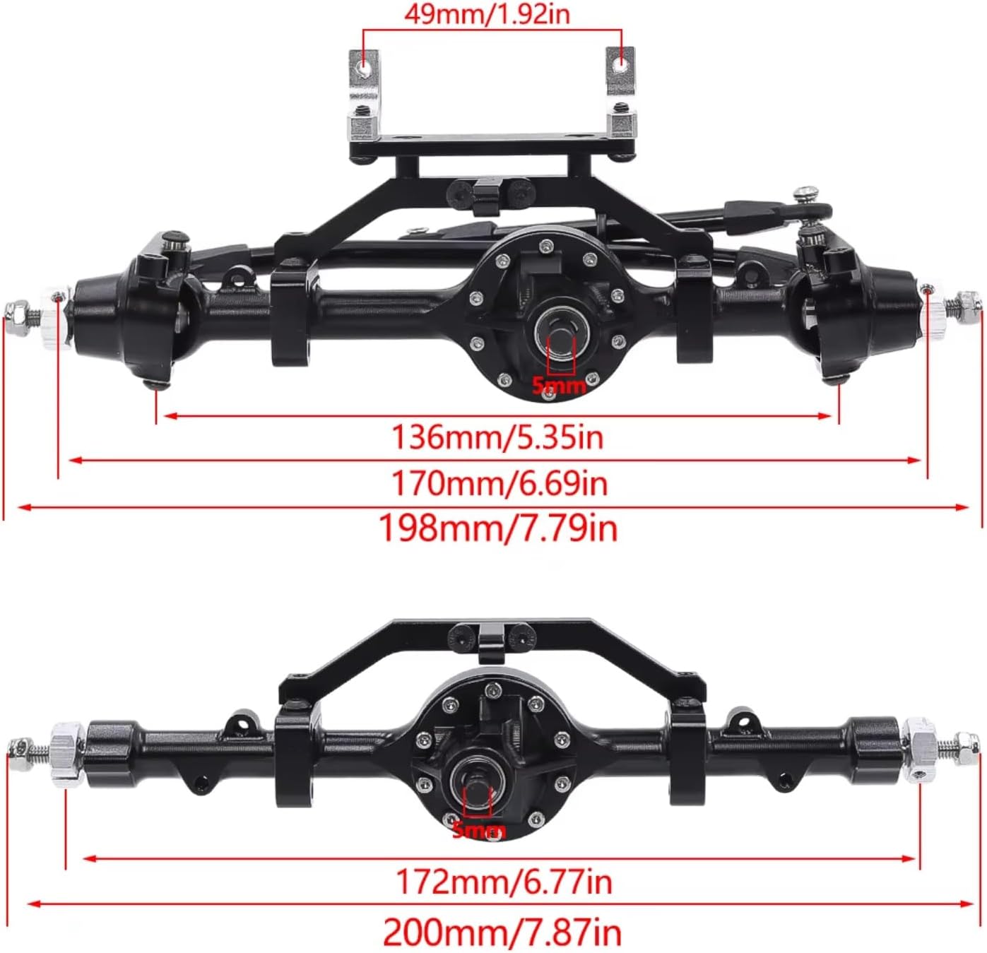 RC Upgrade Accessories for Gelande II TF2 D90 D110 for Yota II 1/10 RC Crawler Car Axle Front and Rear Straight Complete Axels Upgrades(1 Set)