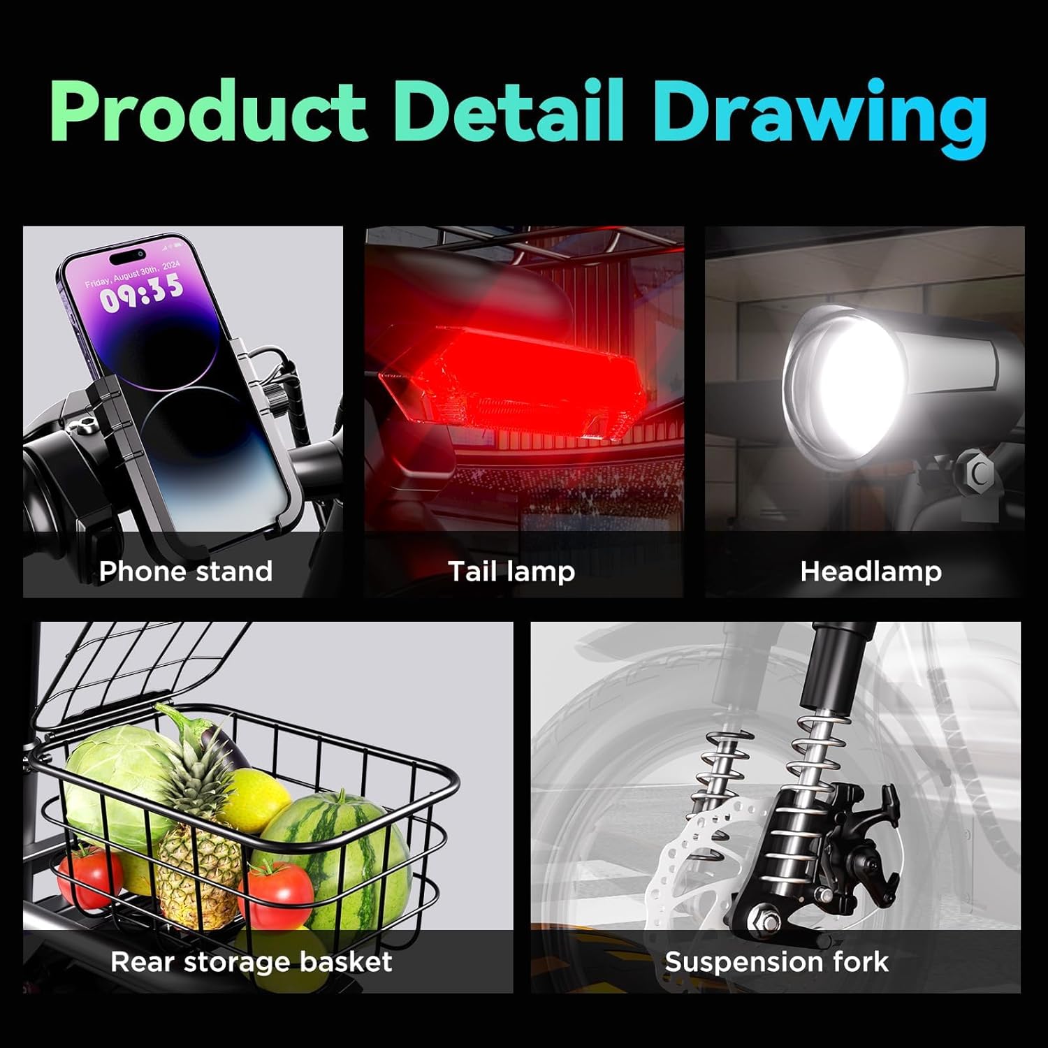 Heavy Duty Electric Scooter with Seat for Adults – 500 lbs Capacity Commuter E Scooters, 20MPH, 480W Motor, 30-Mile Range, Dual Suspension, Foldable Powered Mobility Scooter with 14