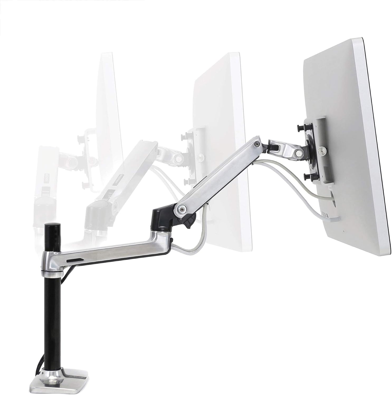 Ergotron – LX Monitor Arm, Single Monitor Desk Mount – fits Flat Curved Ultrawide Computer Monitors up to 34 Inches, 7 to 25 lbs, VESA 75x75mm or 100x100mm – Tall Pole, Polished Aluminum