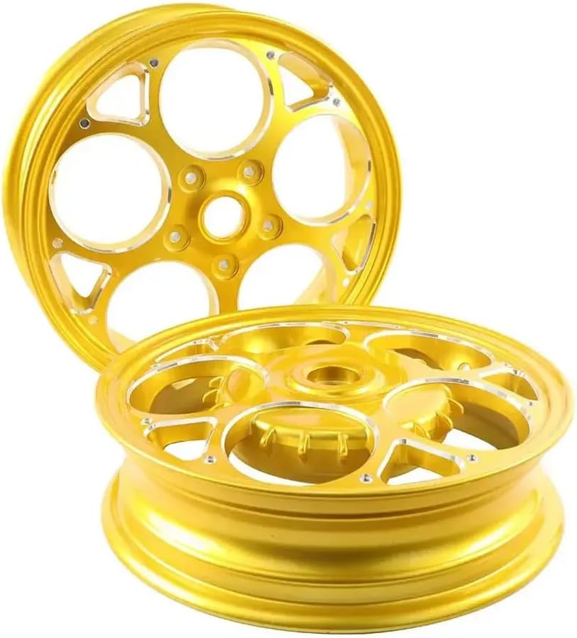2PCS 12 Inch Aluminum Rim Wheel Hub Tire Set Front and Rear Compatible with 150 Sprint Scooter Replacement Spare Parts(Gold)
