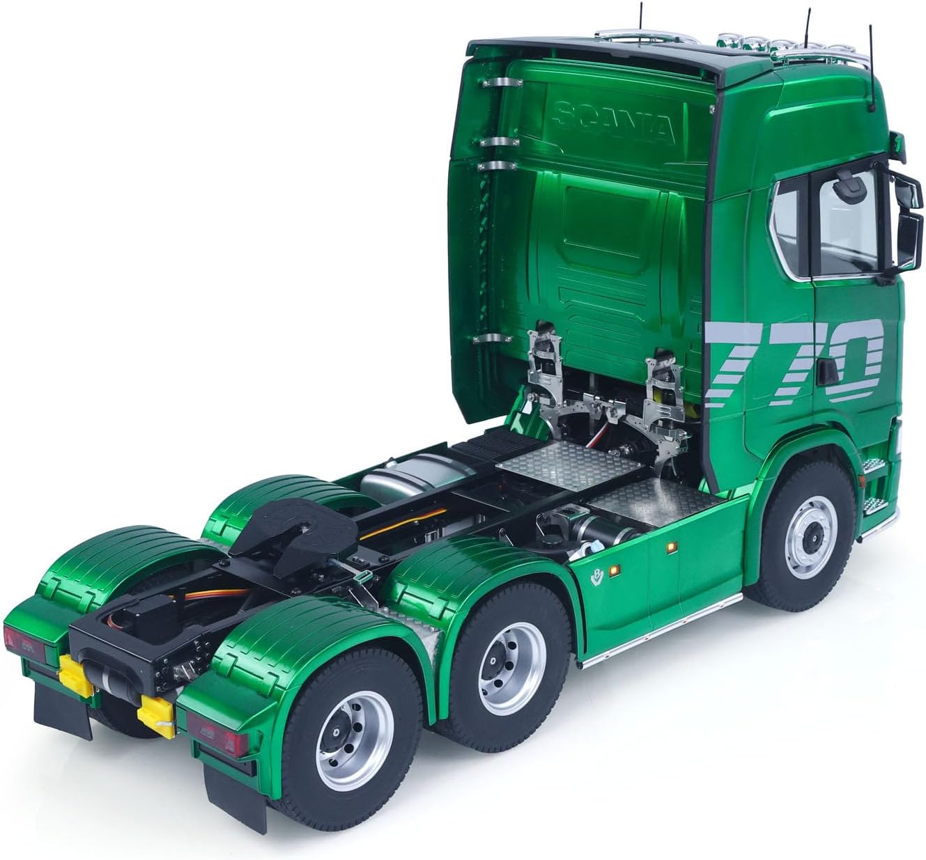 KABOLITE 1/14 6x6 770S 100 RC Tractor Truck Lorry Car 2Speed Gearbox Differential Lock RTR Model for Adult(Green), Fit with Semi Trailer Flatbed 1502 TH16848, 1/14 2Axle Trailer TH01024