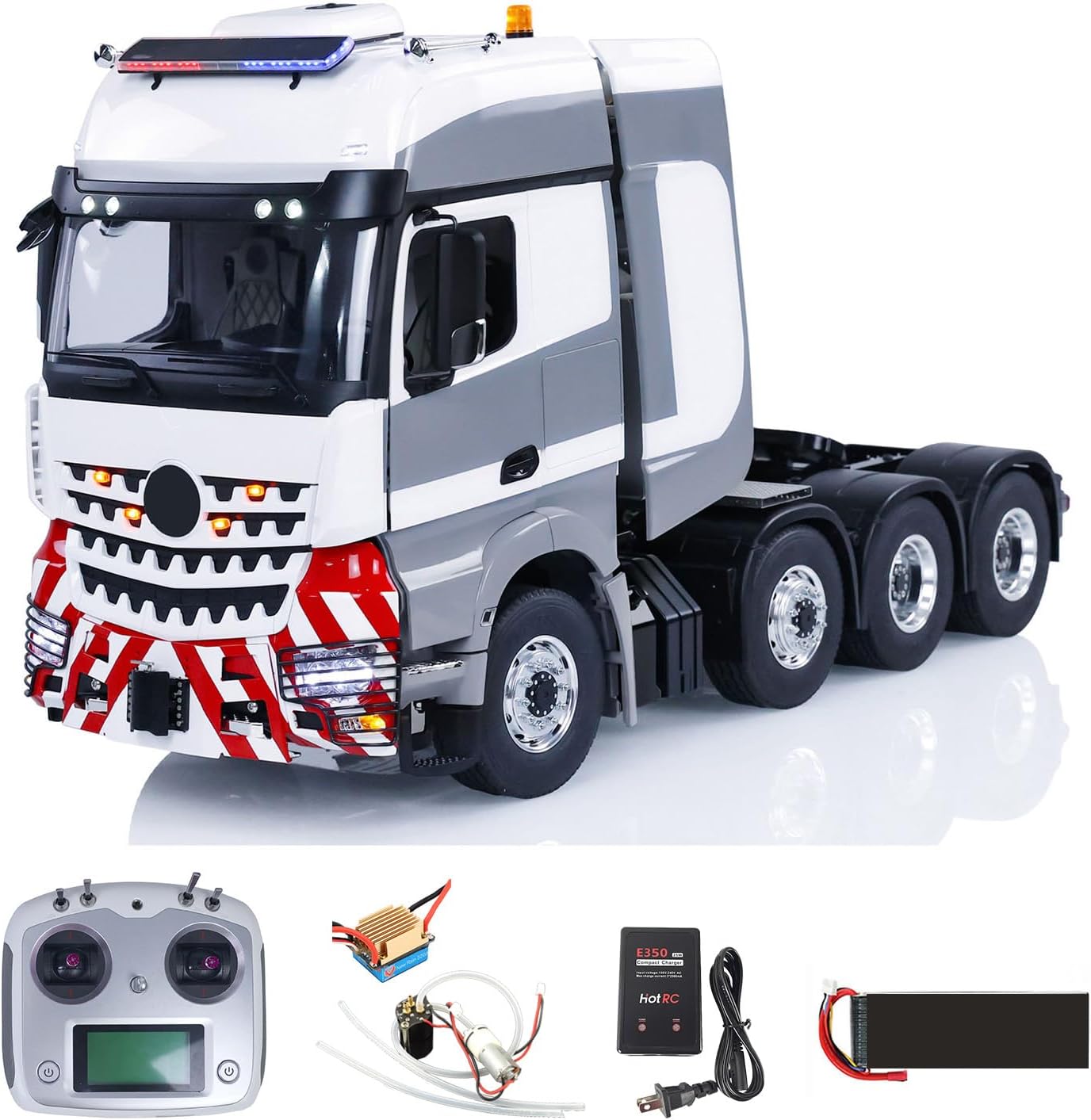 1/14 8X8 RC Tractor Trucks RTR Radio Control Car Model 2-Speed Transmission Smoke Unit Light Sound System Motor Servo ESC Liquid Crystal Display Hobby Grade Model
