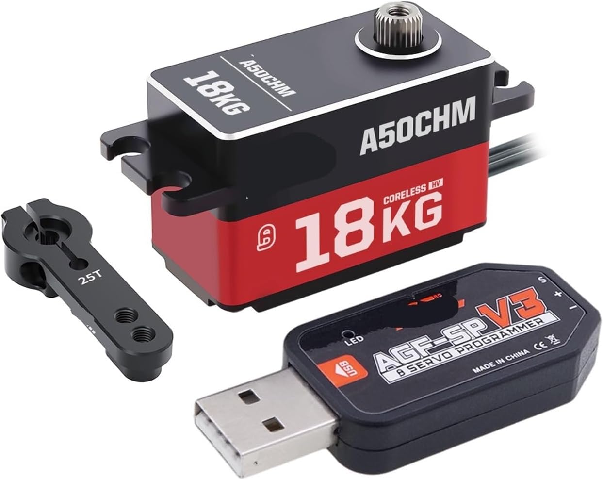 A50BHL A50CHM Programmable 19KG 18KG Brushless Coreless Digital Remote Control Servo Suitable for 1:10 1:12(A50CHM 18KG Set 3)