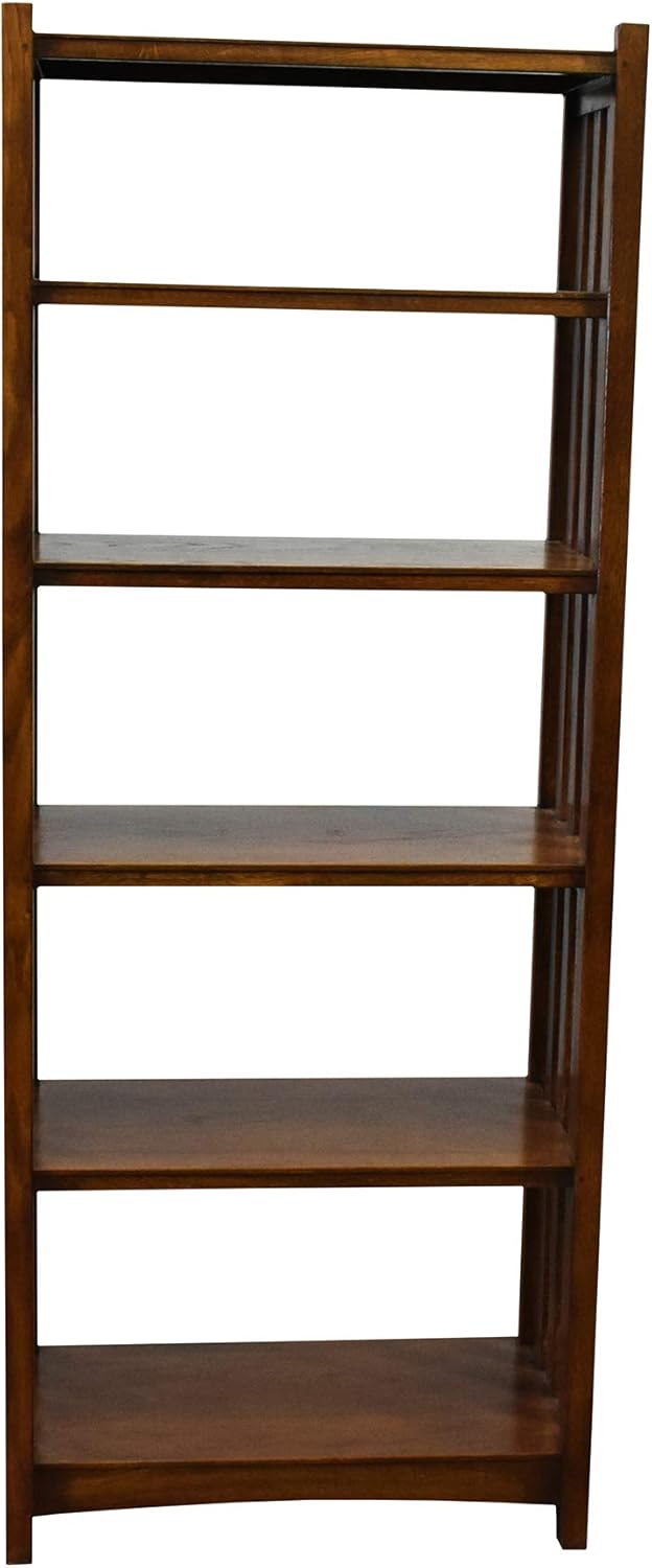 Crafters and Weavers Mission Spindle Side 4 Shelf Bookcase - Walnut (W1)