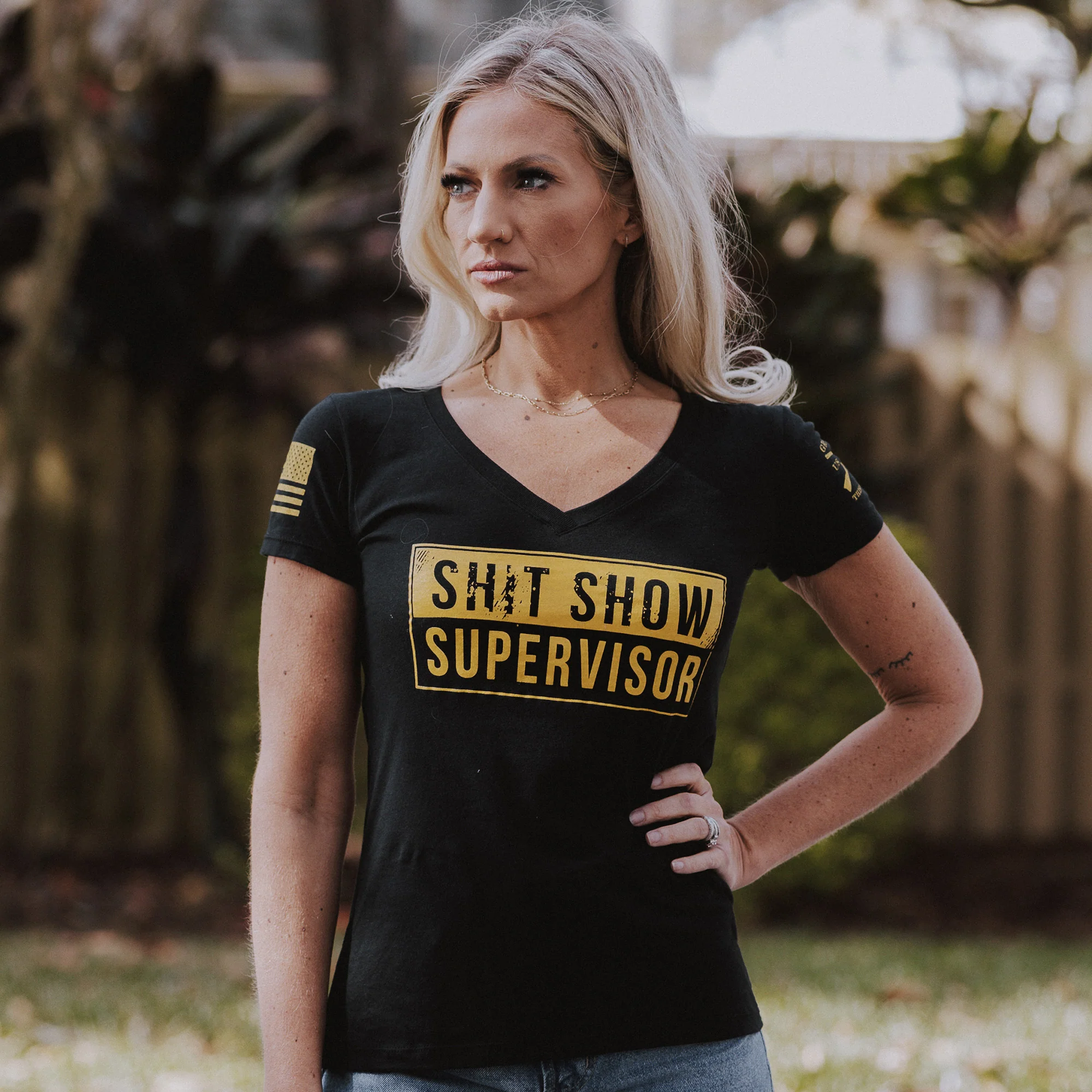 Women's Sh*t Show Supervisor V-Neck - Black