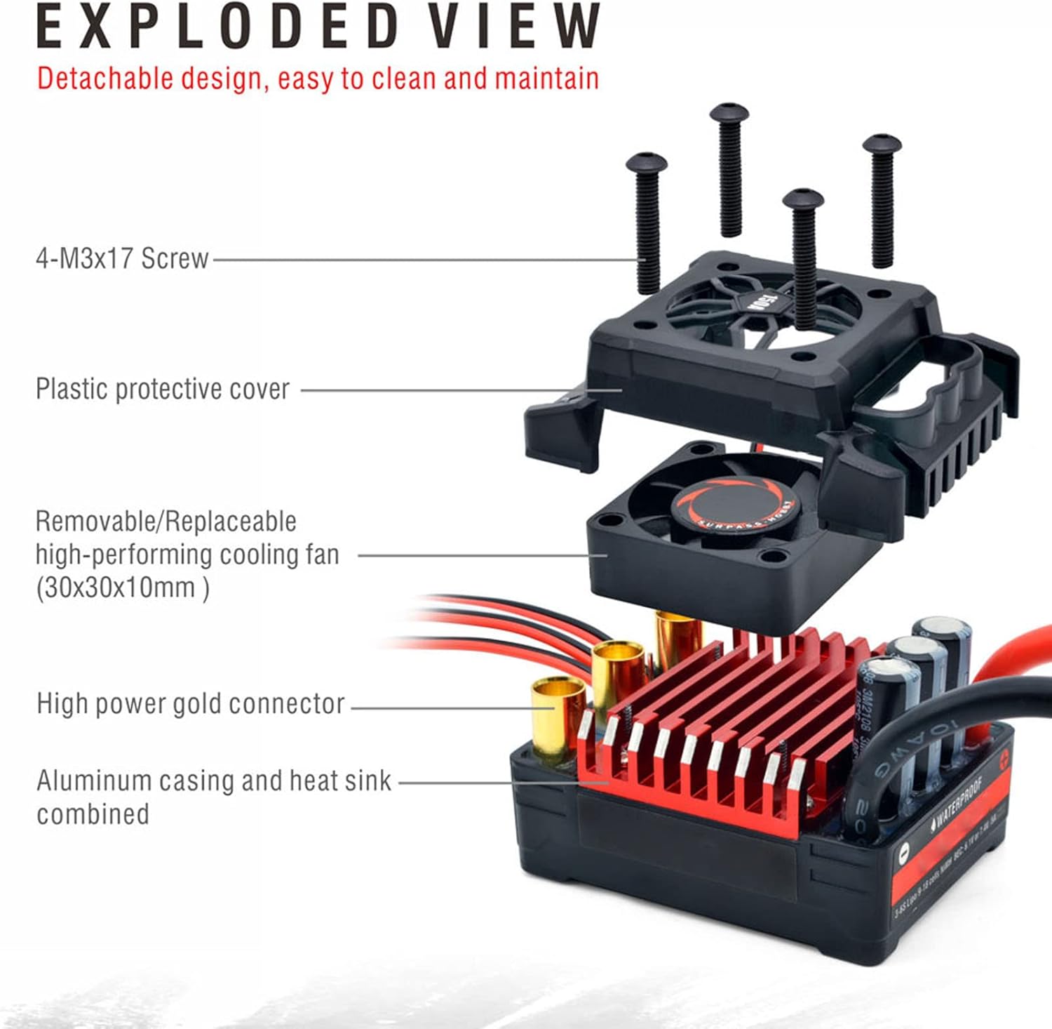 150A Waterproof ESC High RC Brushless Motor ESC Set for 1/8 Scale RC Car