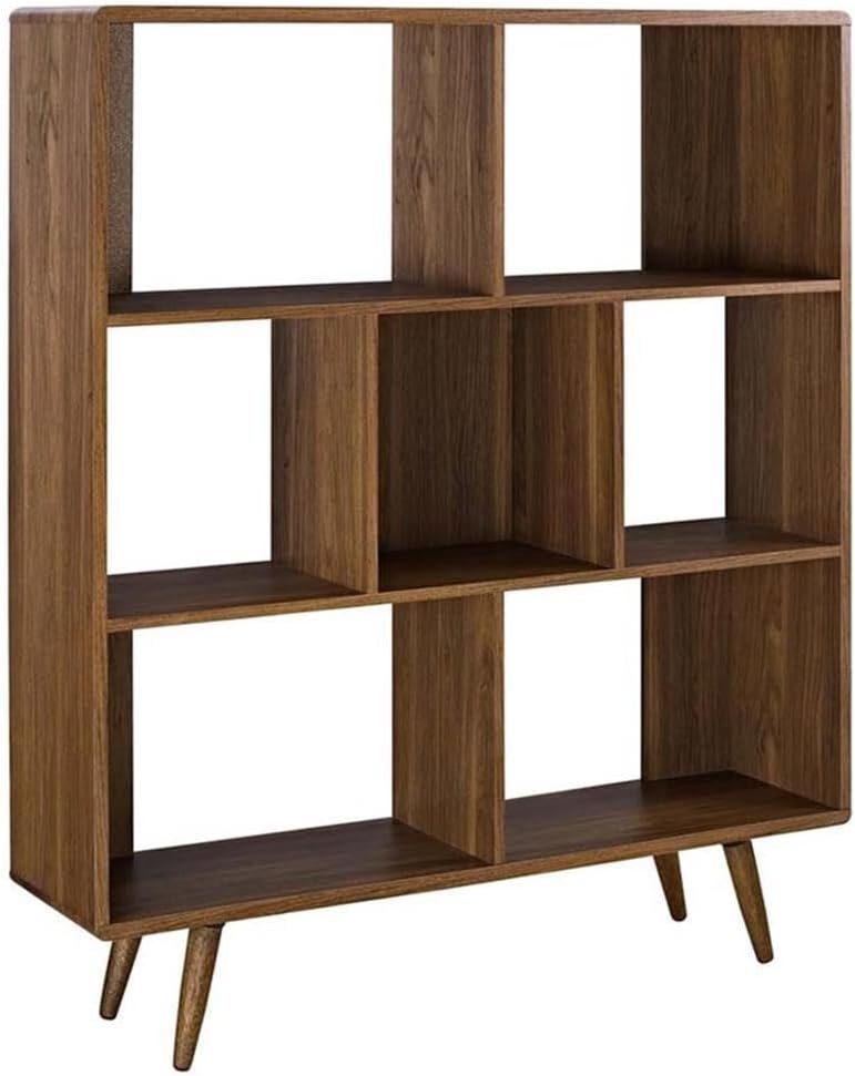 Pemberly Row Contemporary Particleboard Wood Bookcase in Walnut
