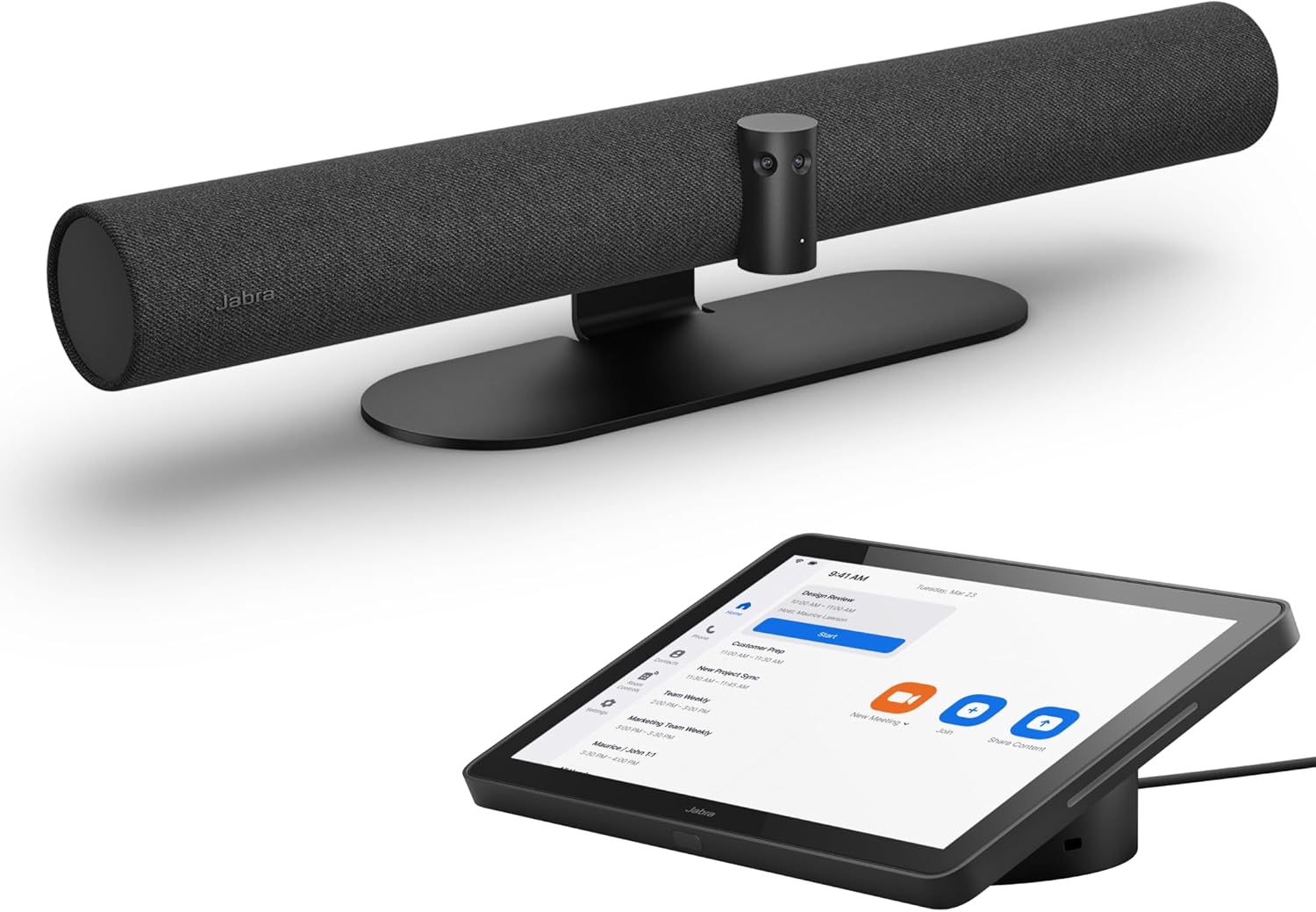 Jabra PanaCast 50 Video Bar System - All-in-one Meeting Room Solution, Audio bar, 180° Full-Room Webcam, Intelligent AI-Enabled Features, and PanaCast Control Touchscreen - Zoom Certified - Black