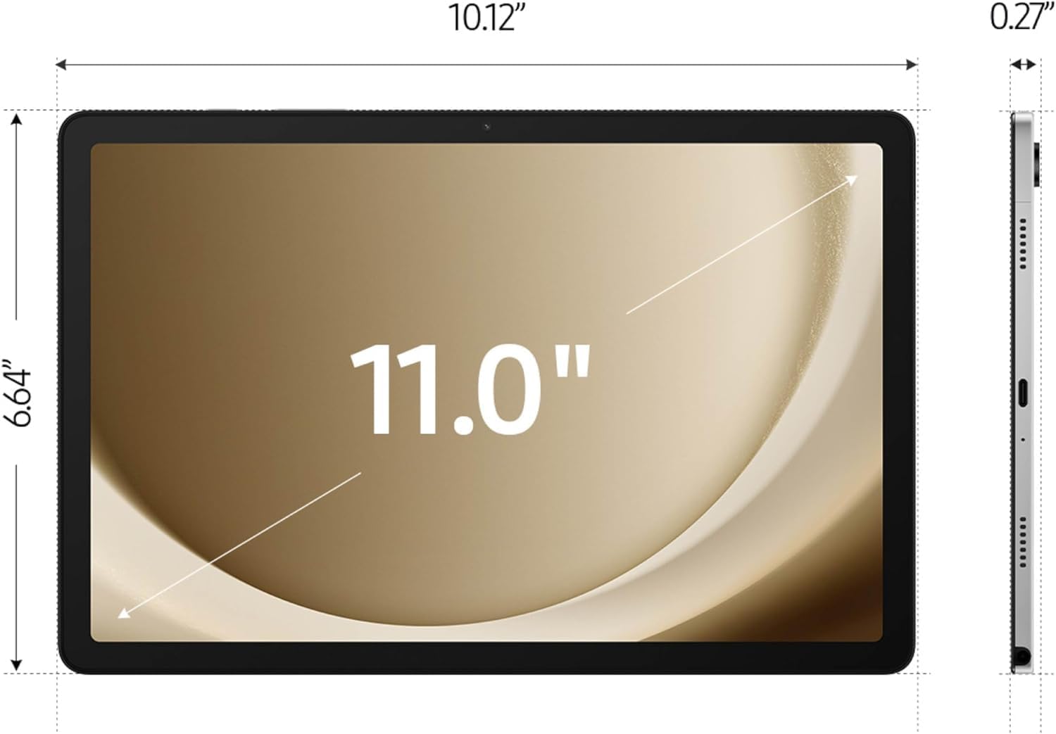 Samsung Galaxy Tab A9+ (64GB) 11'' Android Tablet, Big Screen, Quad Speakers,Upgraded Chipset, Multi Window Display, Slim, Light, Durable Design, Sliver with Accessories