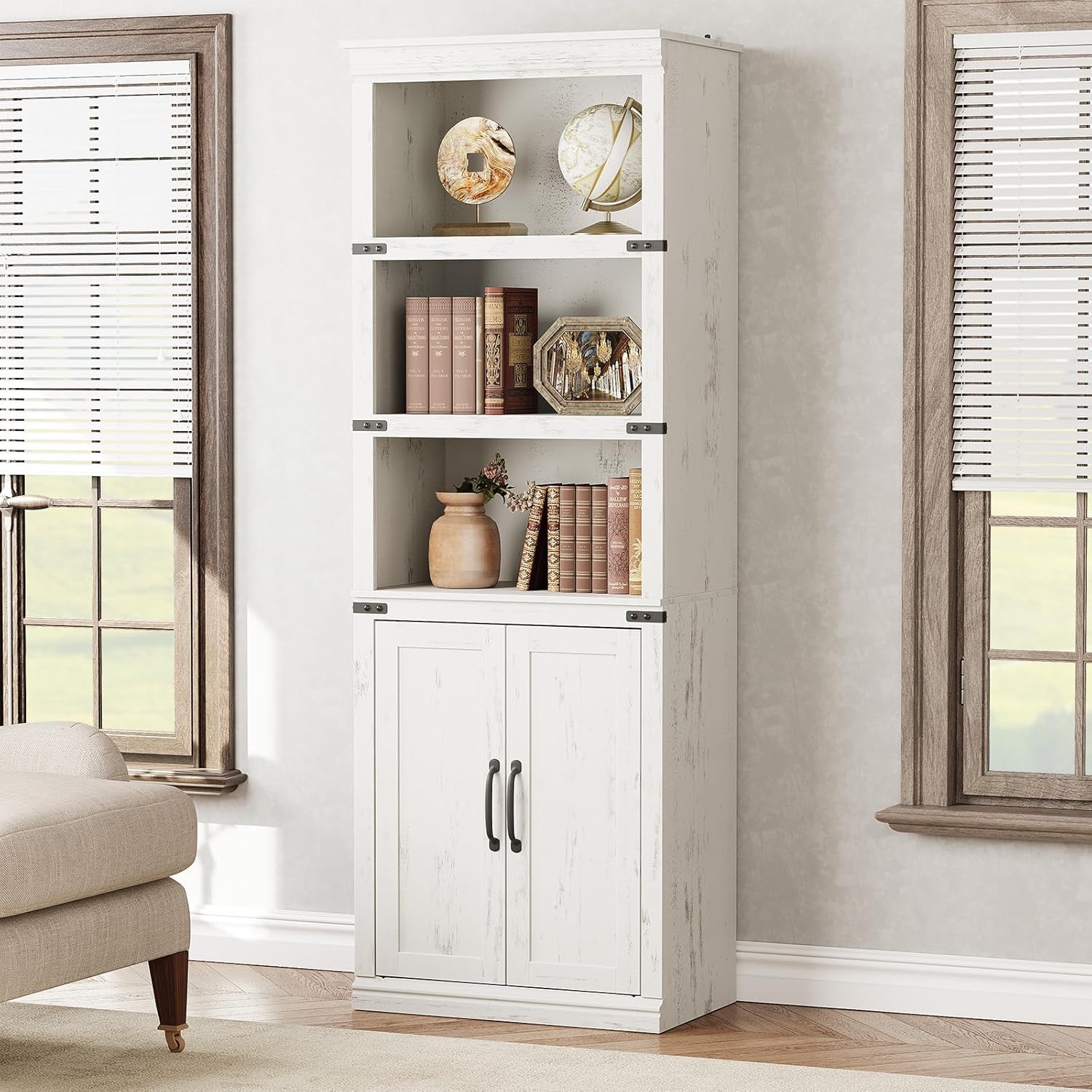 Hipicute 5 Tier Bookshelf with Doors - 68.7