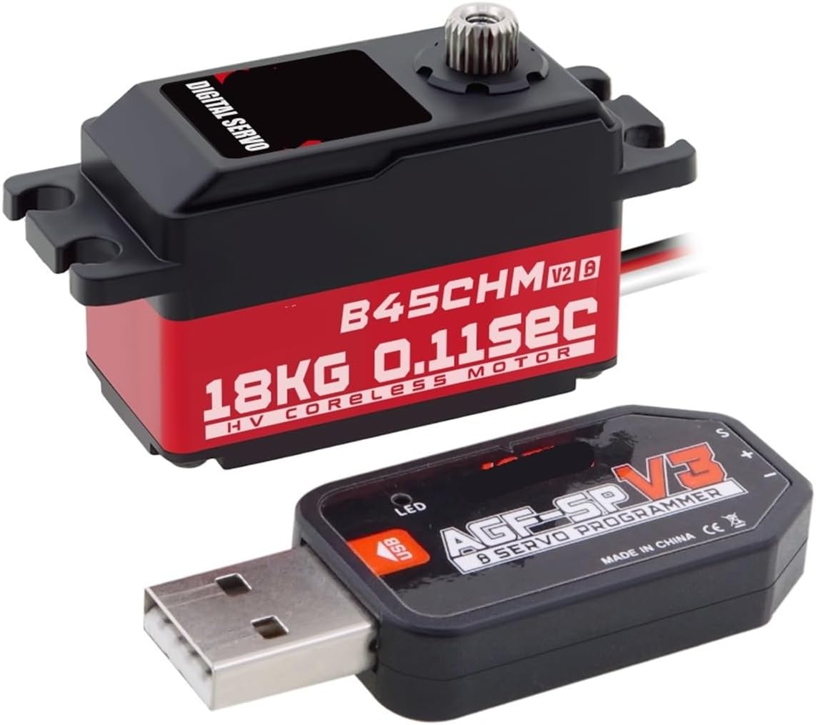 Coreless Motor B45CHM V2 18 kg High Torque Programmable 180 Degree Digital Low Profile Servo for 1/12(B45CHM V2 set2)