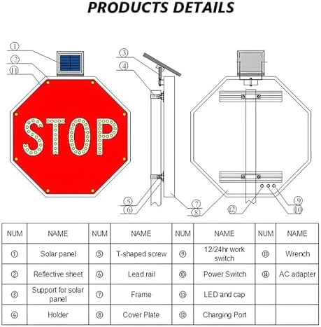 Solar-Powered Blinking Stop Sign - 24