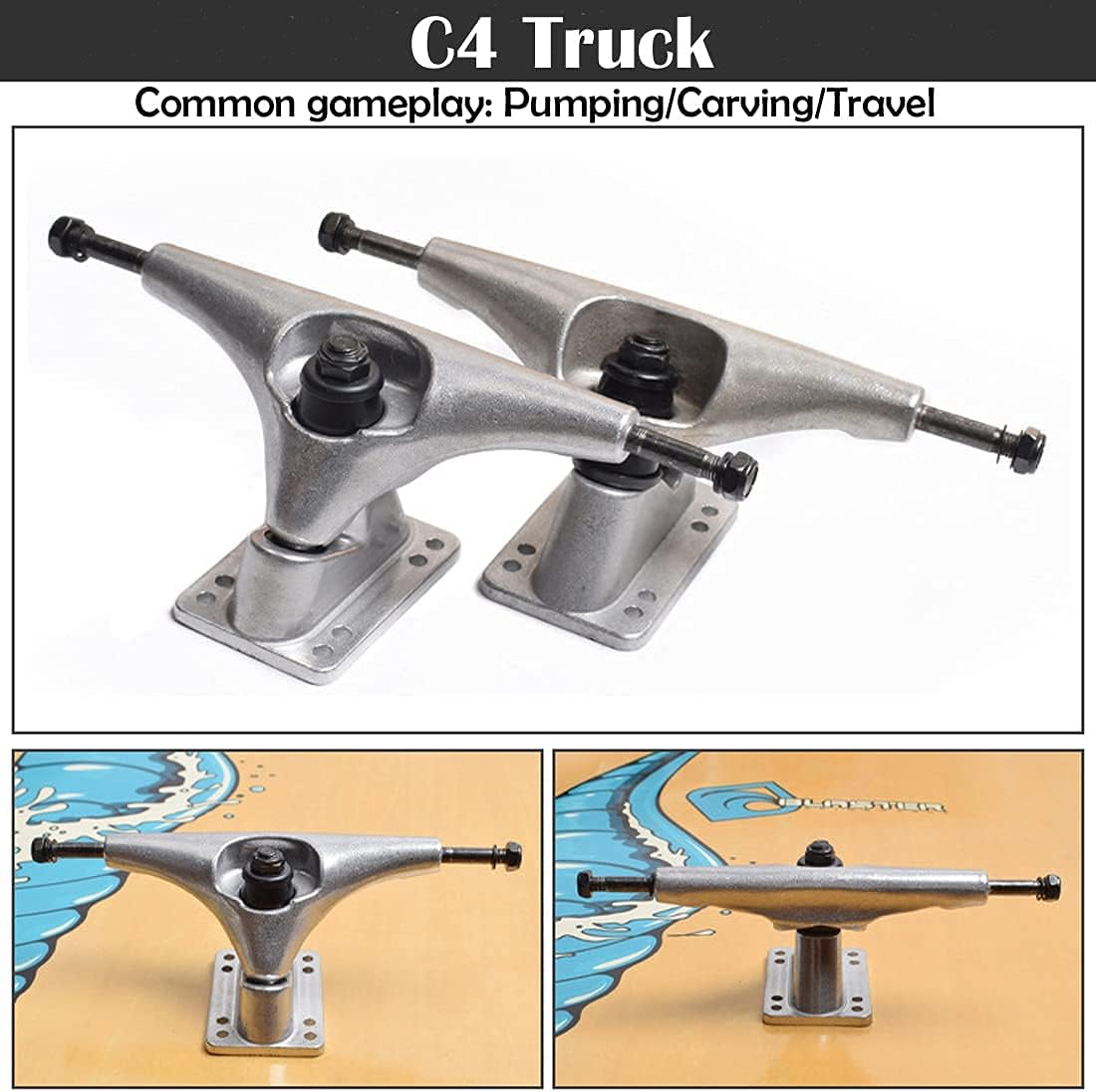 VOMI SurfSkates Complete Skateboard 79×20cm CX4 Truck Land Surfing Board 8-Layer Maple Board ABEC-9 Bearing for Carving Pumping for Beginner Children Teenagers Youth Adults Gift (B)