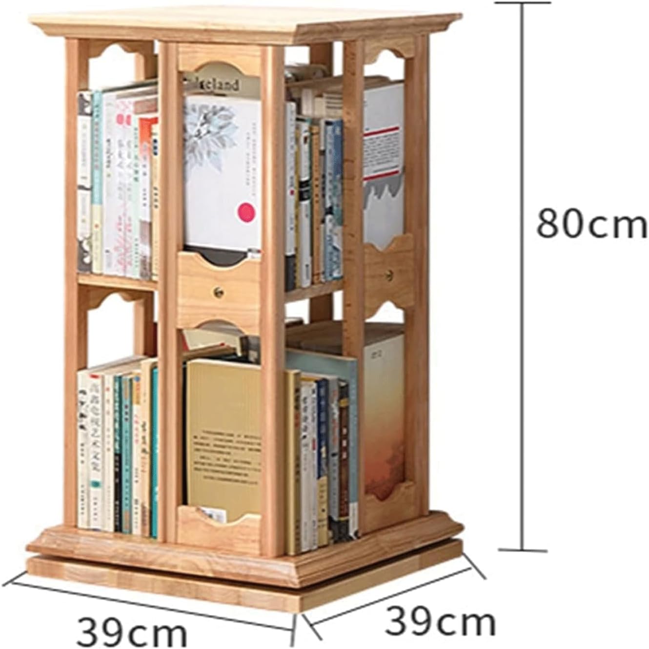 SAAKO Premium Bookshelf 4 Tiers 360° Rotating Bookshelf Creative and Unique Bookcase Living Room Bedroom Home Office Rack Bookcase