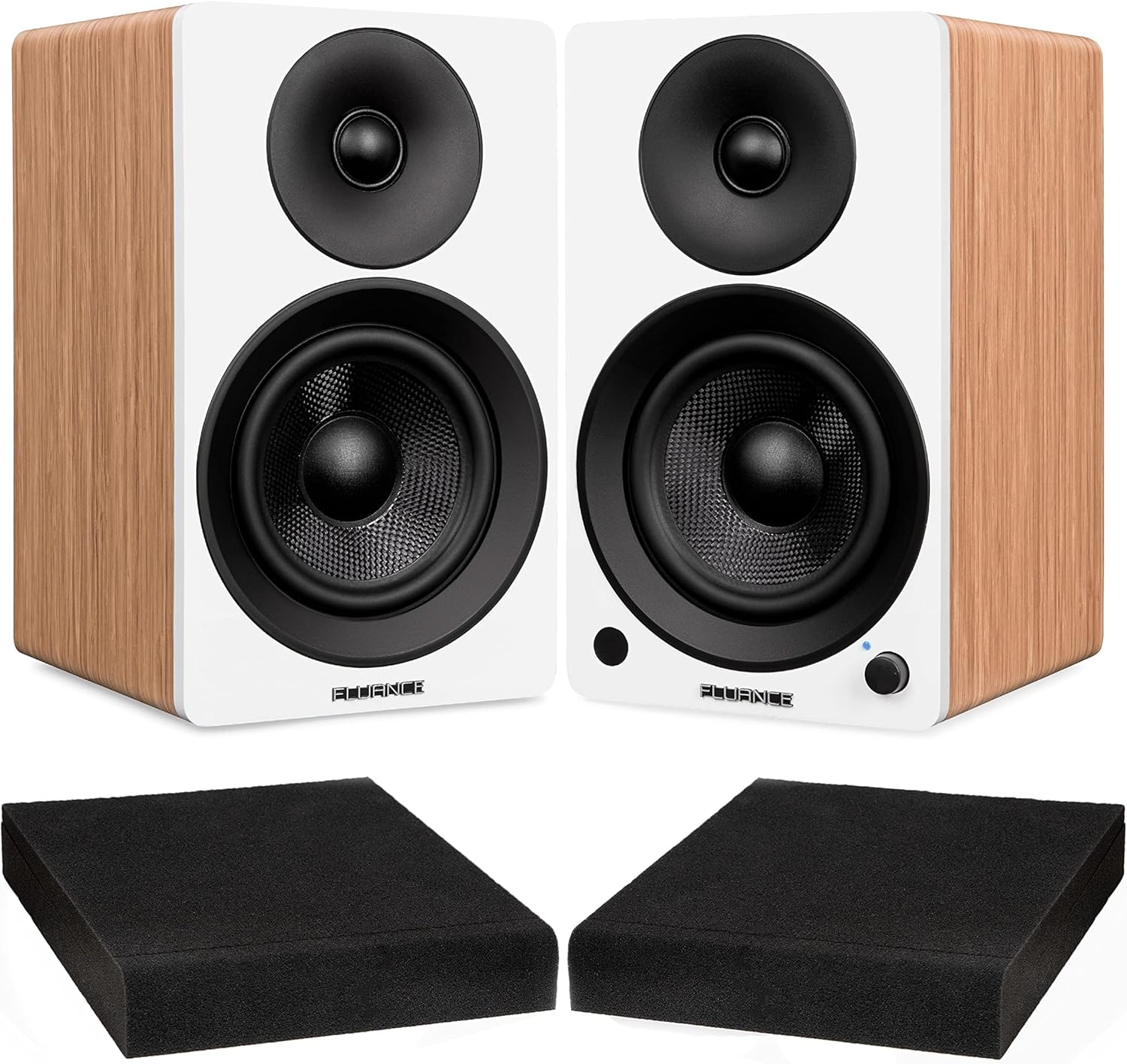 Fluance Ai41 Lucky Bamboo Powered 2.0 Stereo Bookshelf Speakers with 5