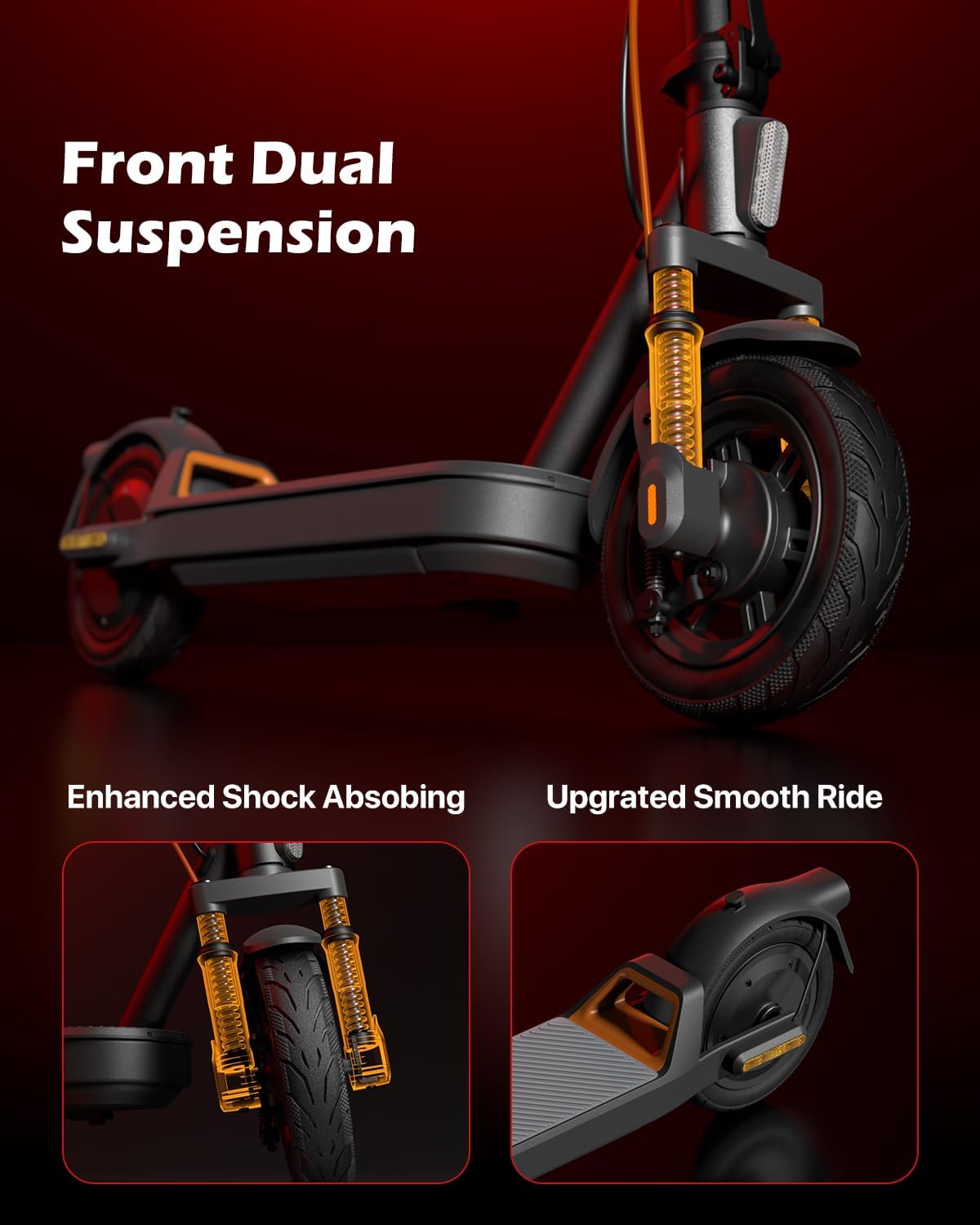 Electric Scooter with Suspension Long Range Electric Scooter for Adults 10inTires,E Scooter with Smart APP Control for Commuting, Outdoor, Short Travel UL2272