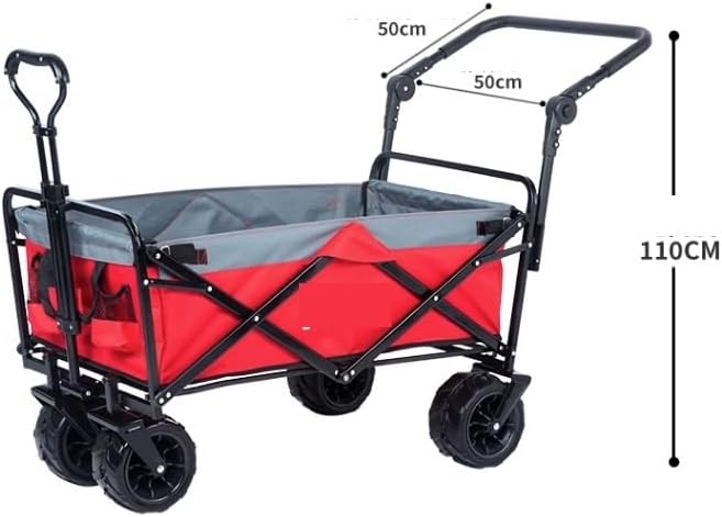 Collapsible Wagon Cart with Wheels Foldable Folding Wagons Carts Silent Universal Wheels,Outdoor Folding Utility Wagon with Brakes Foldable Hand Cart for Beach Camping and Gardening Large Ca