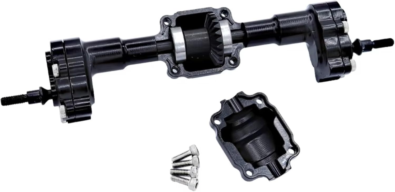 RC Axle Models For FMS For FCX24 AD22 1/24 Complete Metal Front And Rear Portal Axle With Gear RC Car Upgrades Parts Accessories Black