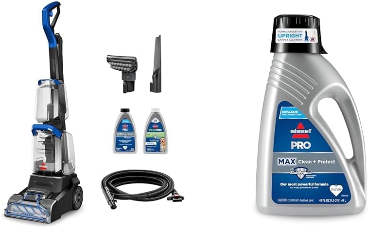 Bundle of BISSELL TurboClean PET, Upright Carpet & Upholstery Cleaner, 3948 + Bissell 78H63 Deep Clean Pro 4X Deep Cleaning Concentrated Carpet Shampoo, 48 ounces - Silver