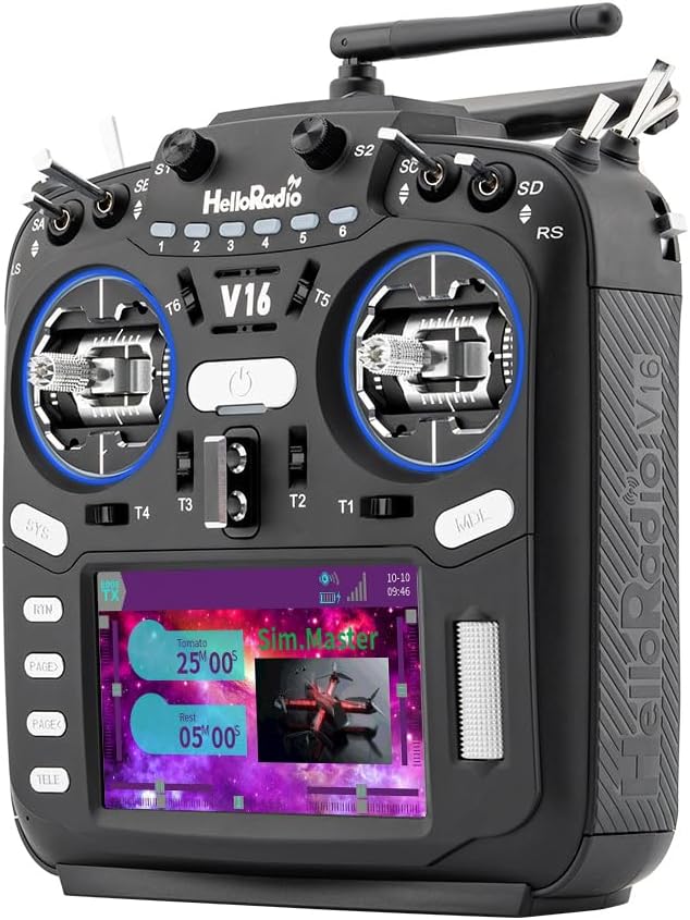 V16Max ELRS CNC Hall Gimbals Radio Transmitter, 16 Channels, 2.4G, Mode 2, for RC Drone (Black)