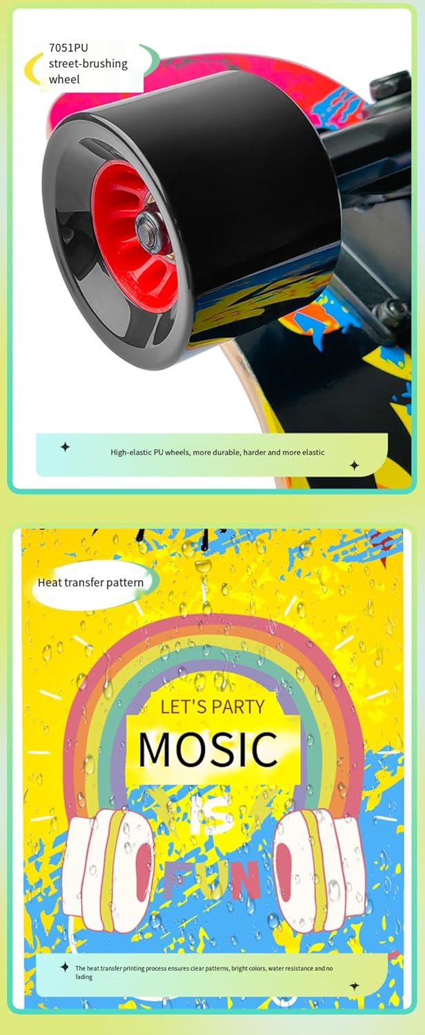 42-inch Twin-tip Skateboard for Street Cruising Adult Skateboard Gift for Beginners and Professionals Versatile Suitable for Male and Female Skaters