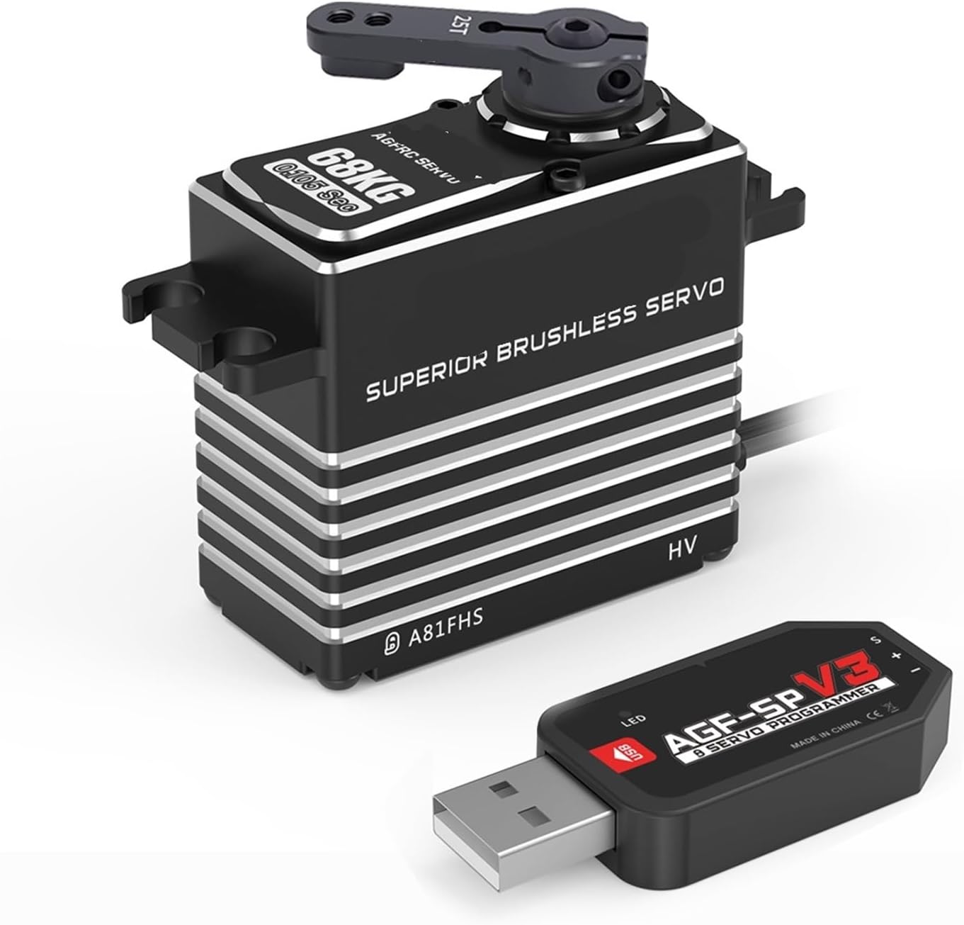 Programmable Servo A81FHS 68KG Monster Torque Digital Brushless RC Servo 1Pcs(A81FHS 68kg Set1)